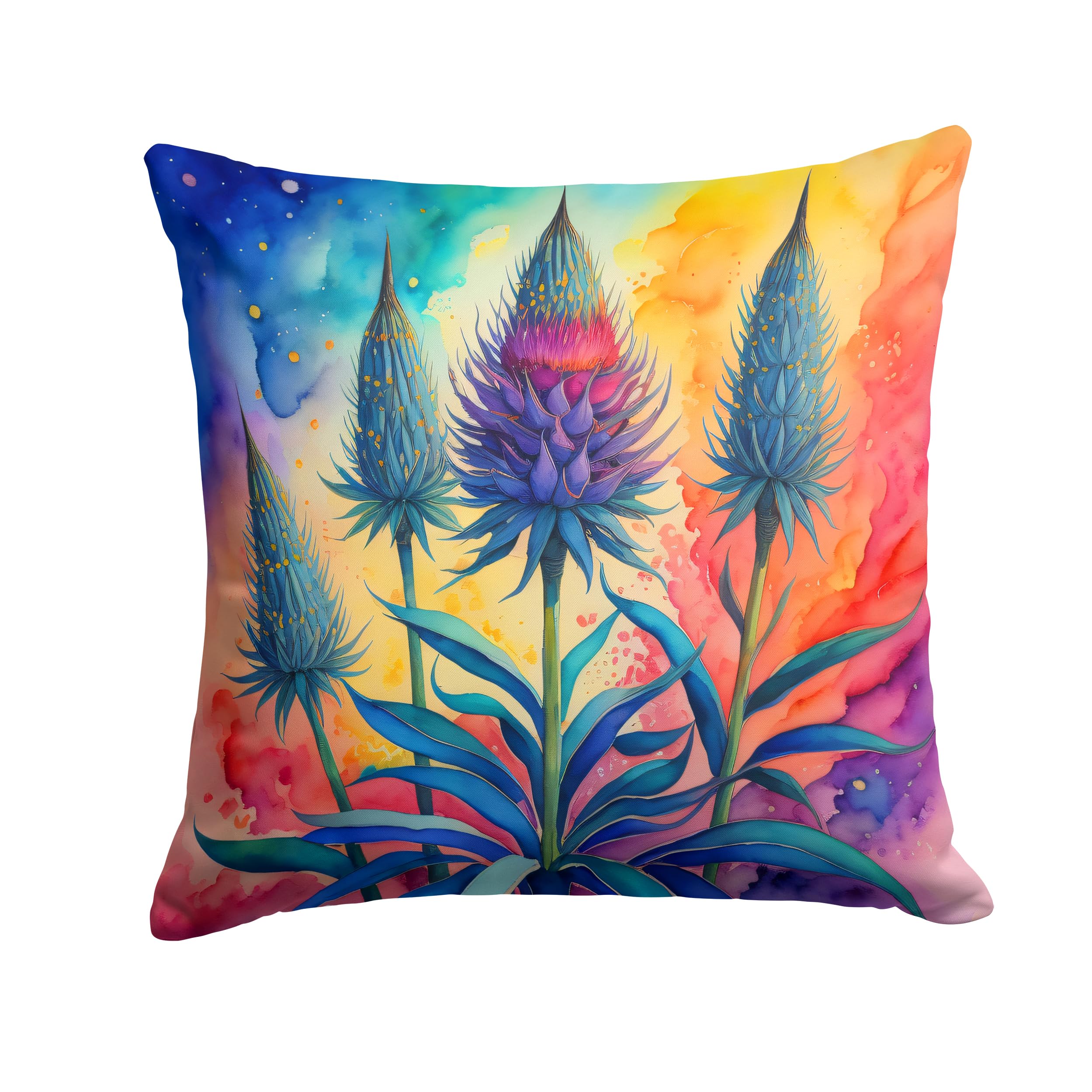 Colorful Eryngium Throw Pillow