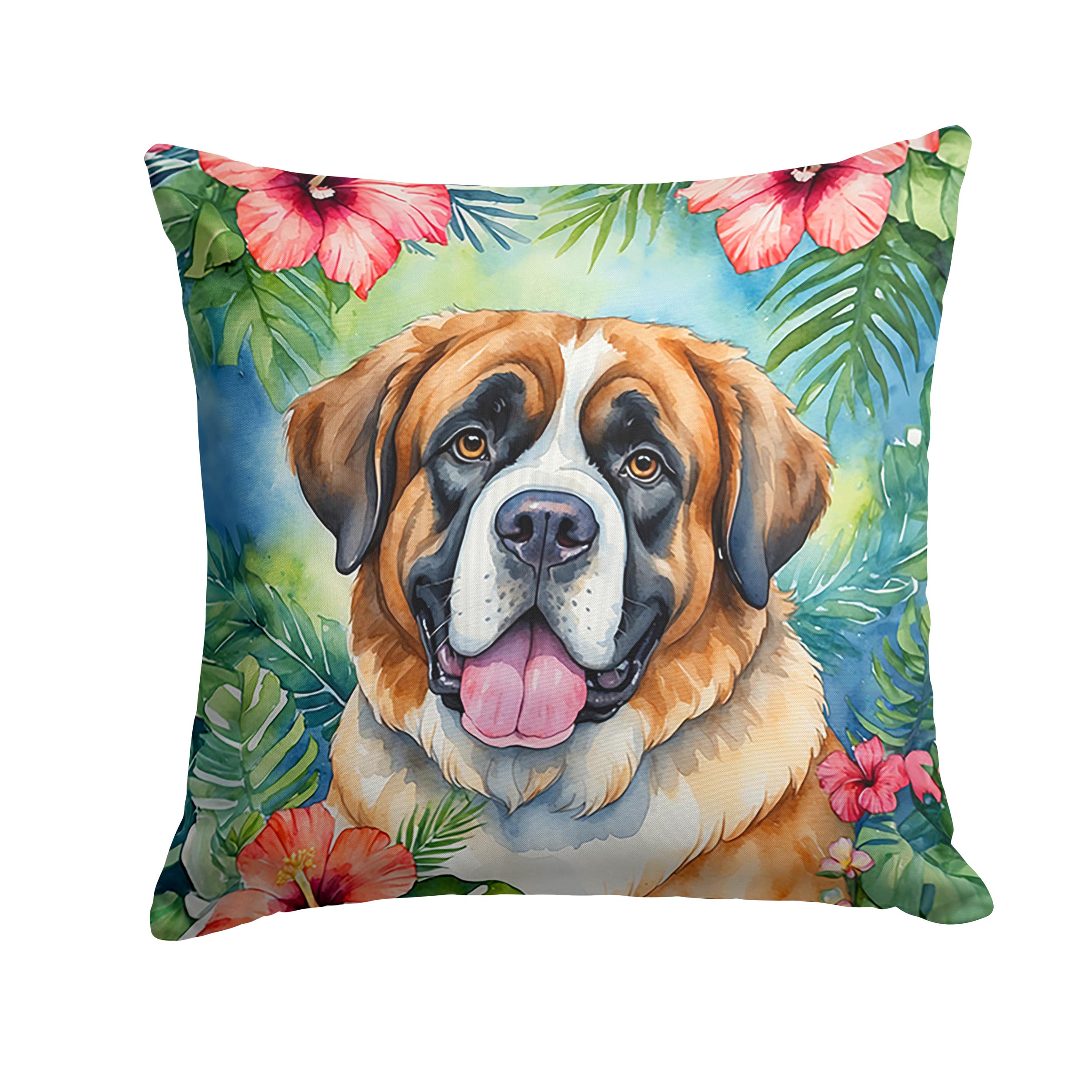 Saint Bernard Luau Throw Pillow