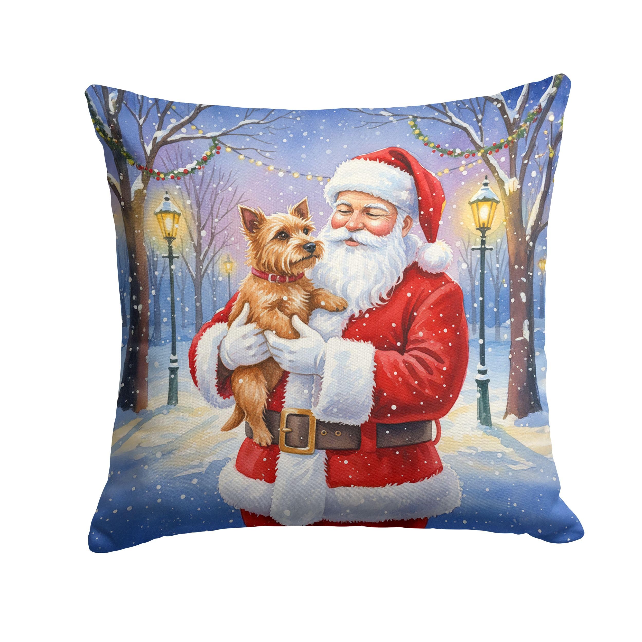 Carolines Treasures Norwich Terrier with Santa Claus Throw Pillow Decorative Indoor Outdoor Accent Cushion for Couch, Bed or Patio, 18Hx18W