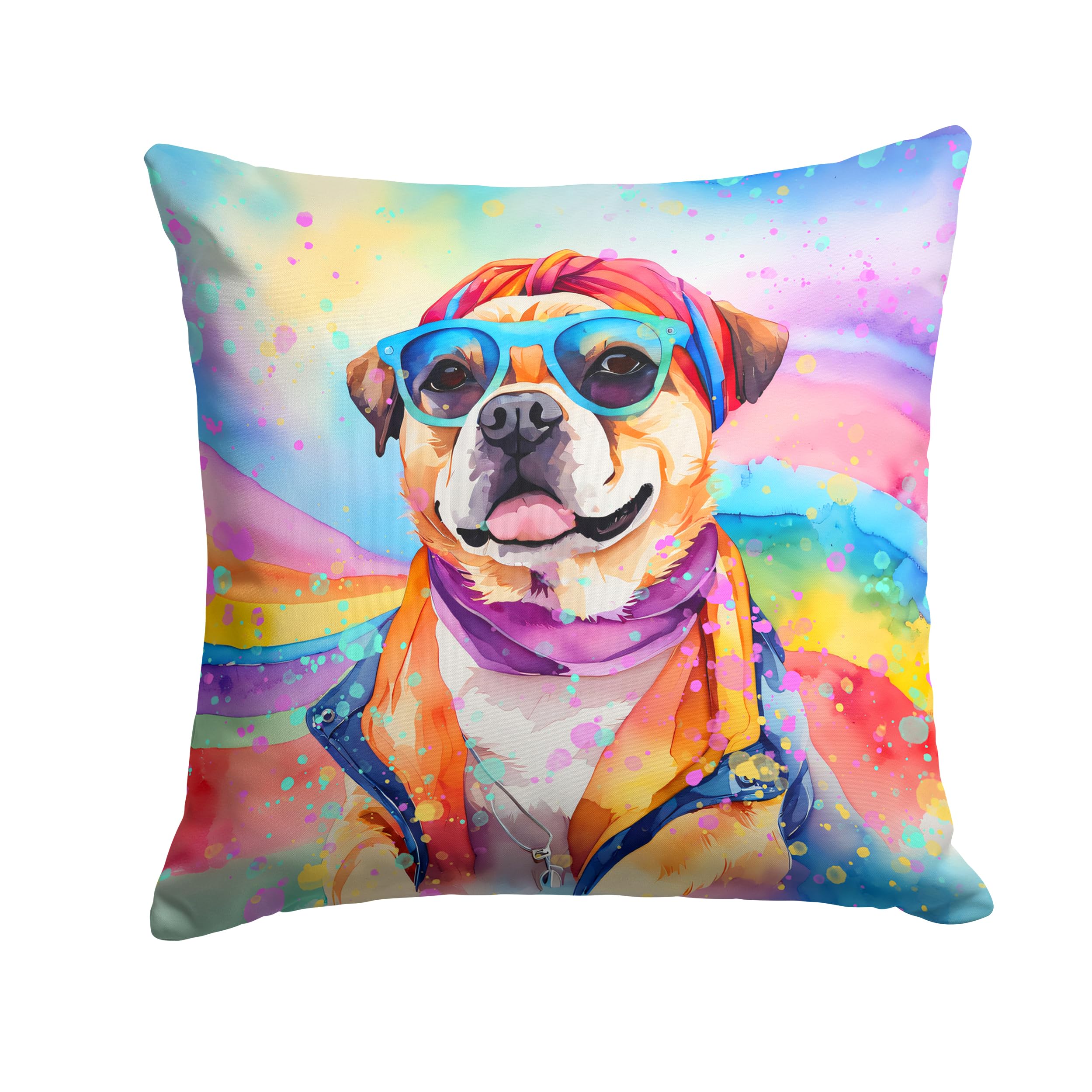 Pug Hippie Dawg Throw Pillow