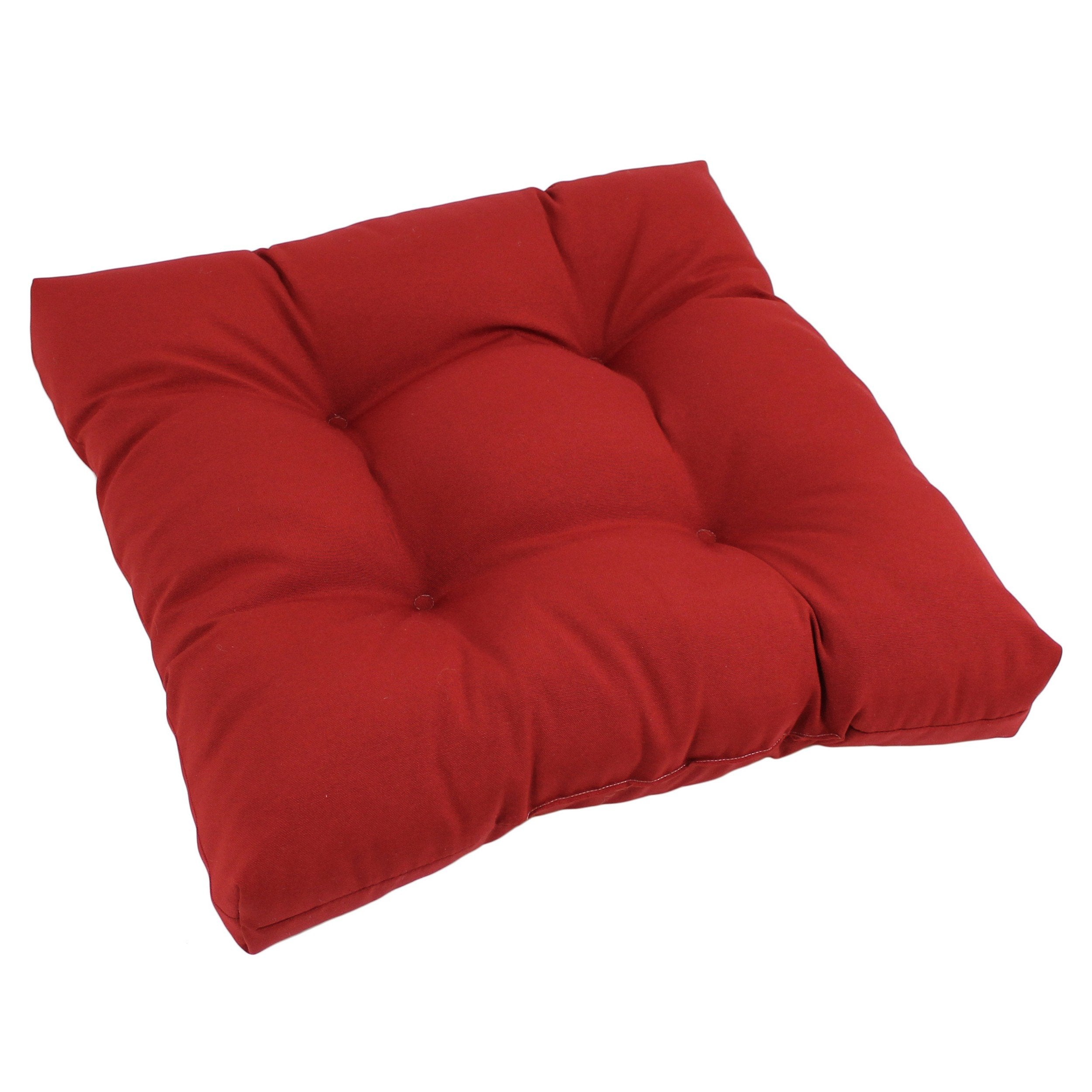 19-inch Squared Twill Tufted Dining Chair Cushion - Ruby Red