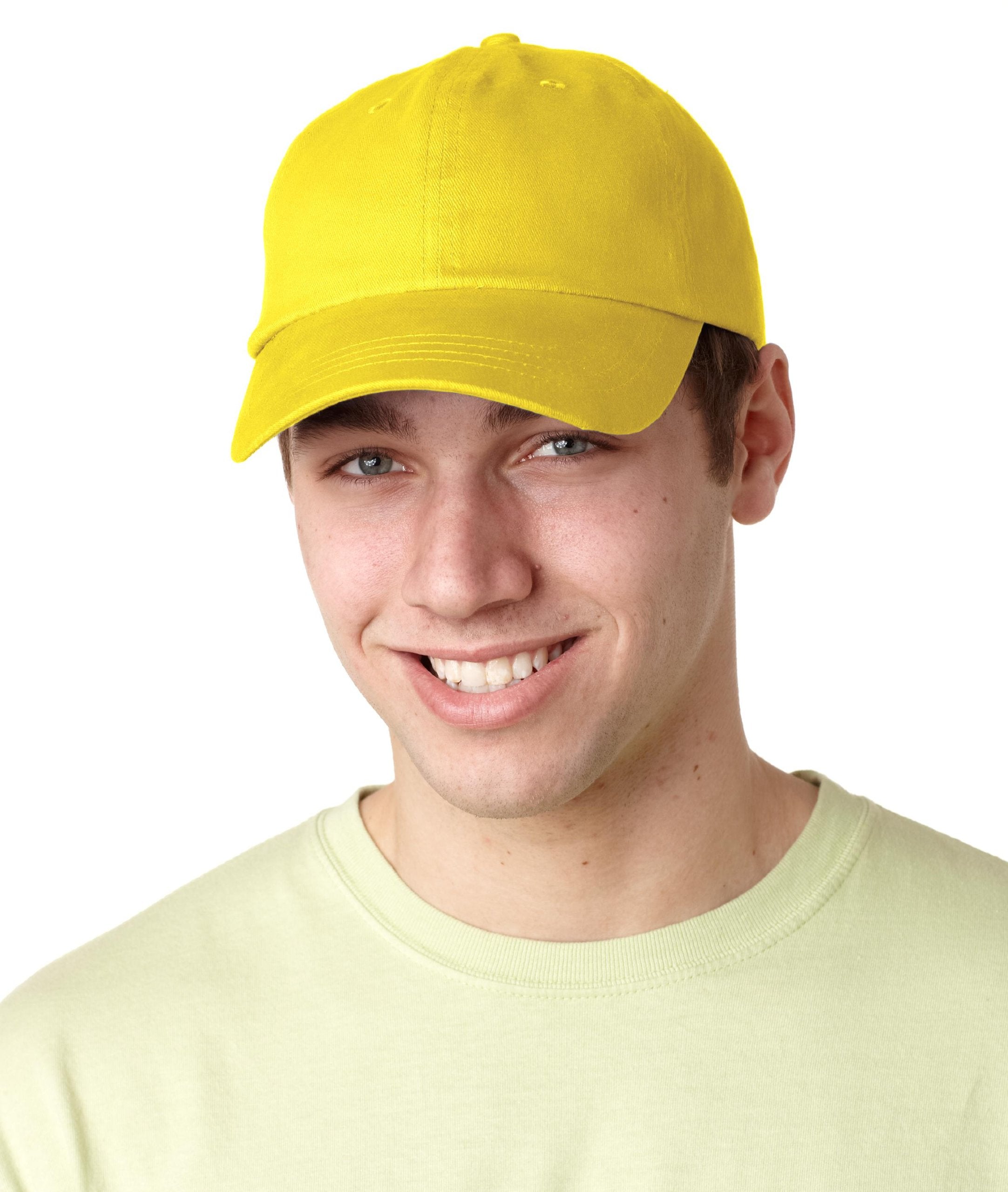 EB101 | ESSENTIALS BRUSHED TWILL- Brushed Cotton Twill, Six Panel, Low Profile, Unstructured Cap, Self-Fabric Closure with Antique Brass Slider- LEMON
