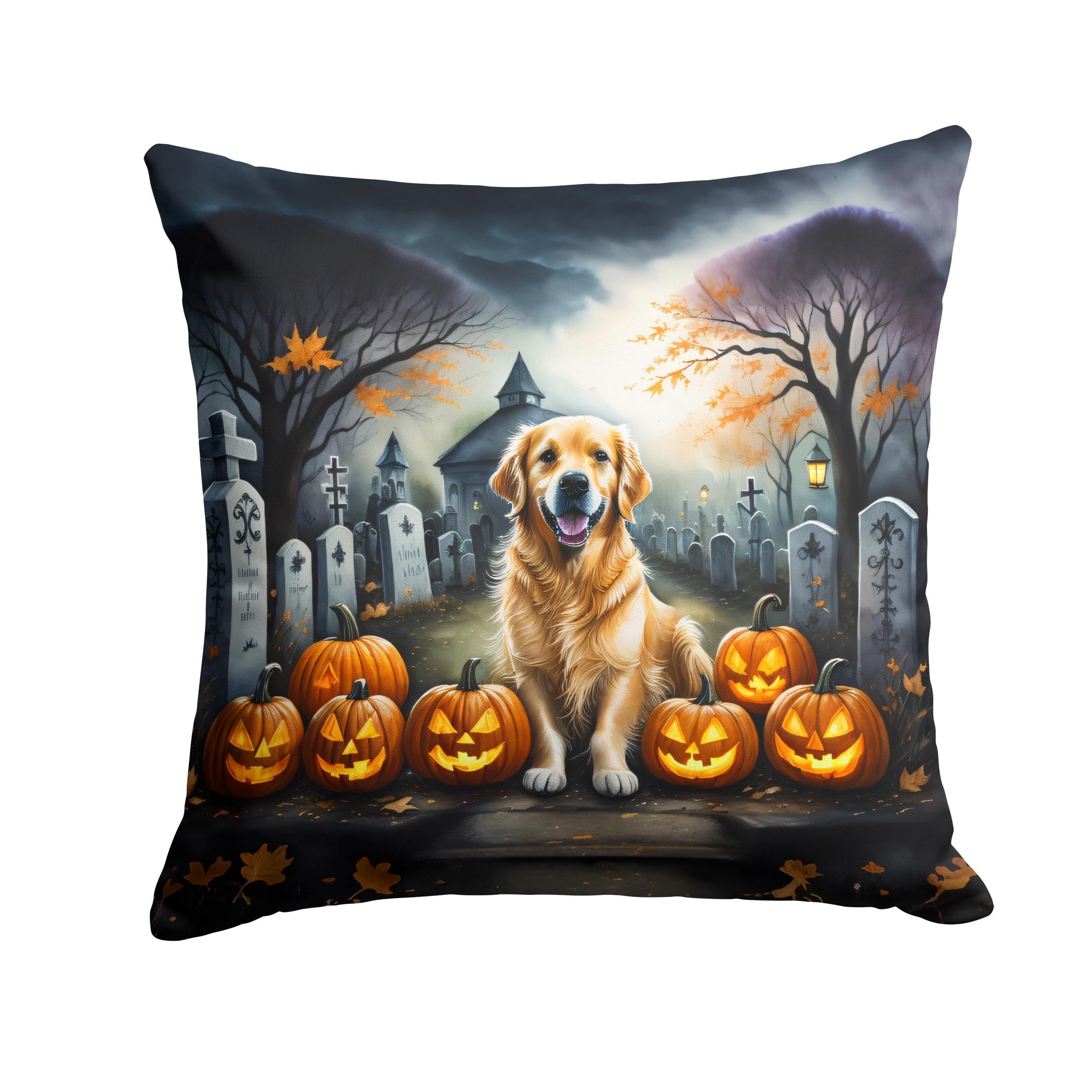 Golden Retriever Spooky Halloween Throw Pillow