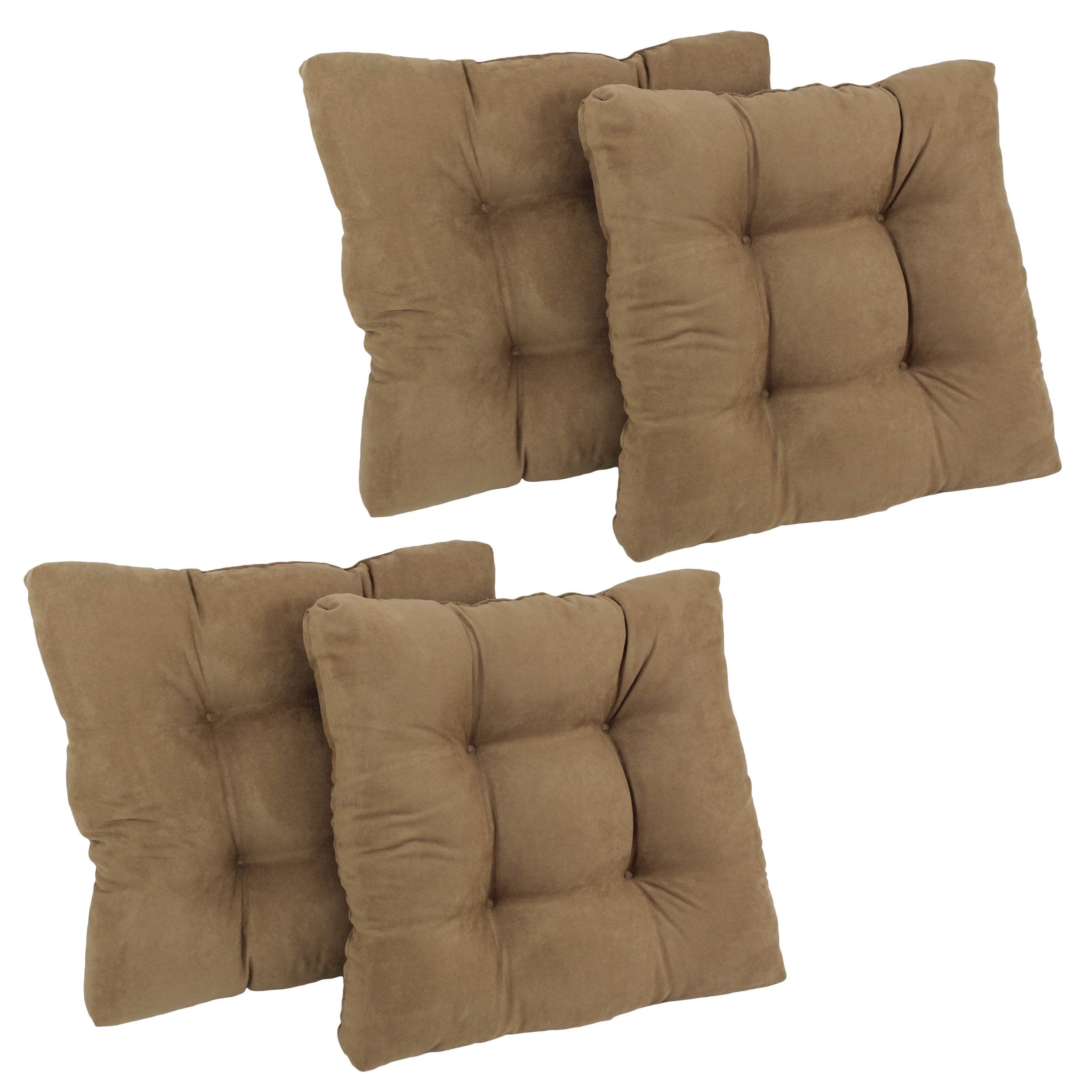 19-inch Squared Microsuede Tufted Dining Chair Cushion (Set of Four) - Java