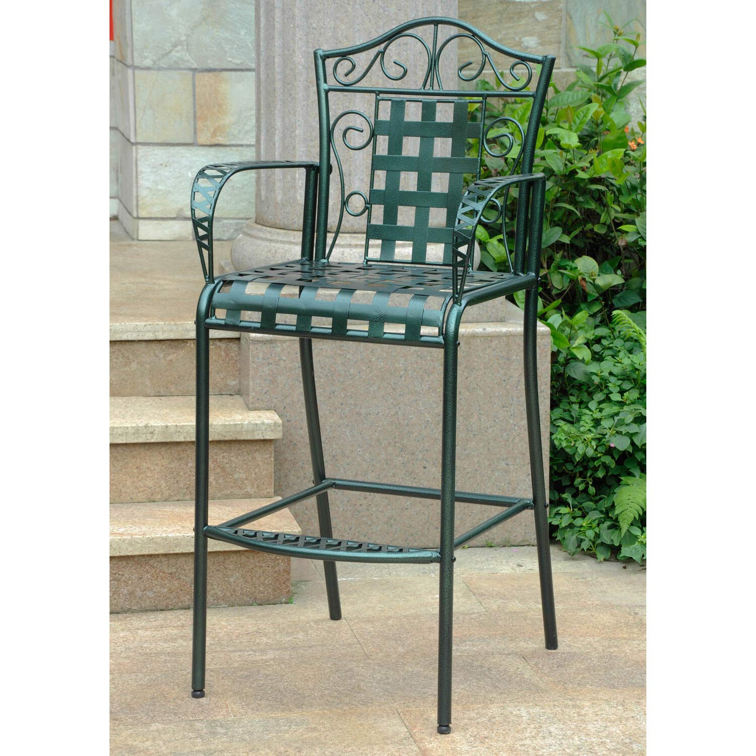 Mandalay Iron Bar-height Dining Chairs (Set of 2) - Hammered Verdi Gris