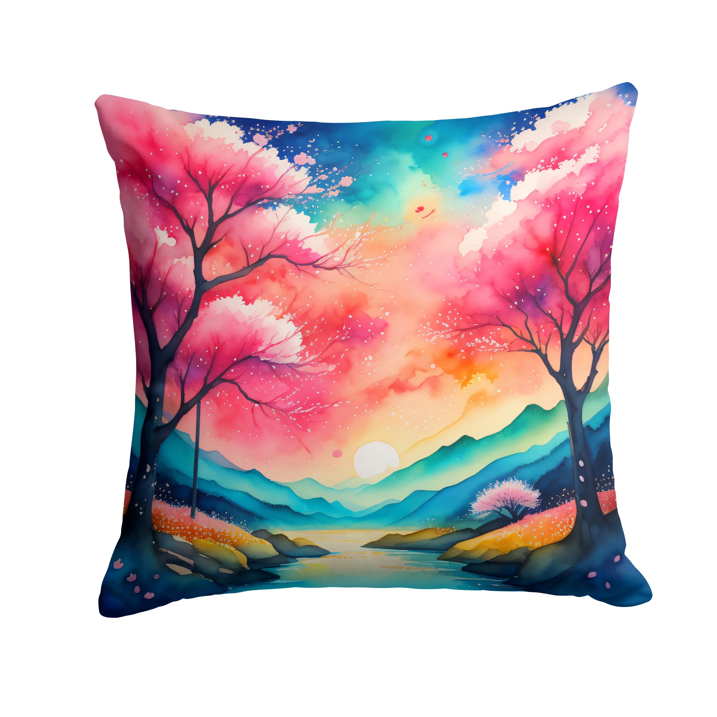 Colorful Cherry Blossoms Throw Pillow