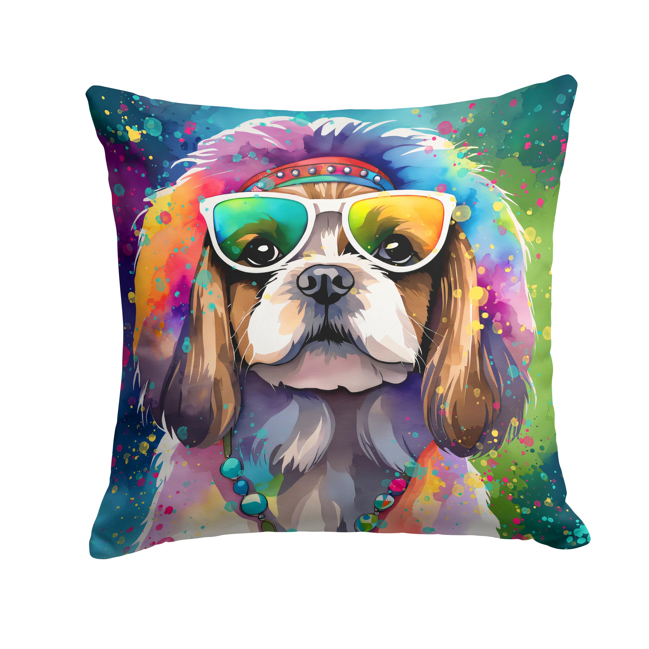 Shih Tzu Hippie Dawg Throw Pillow