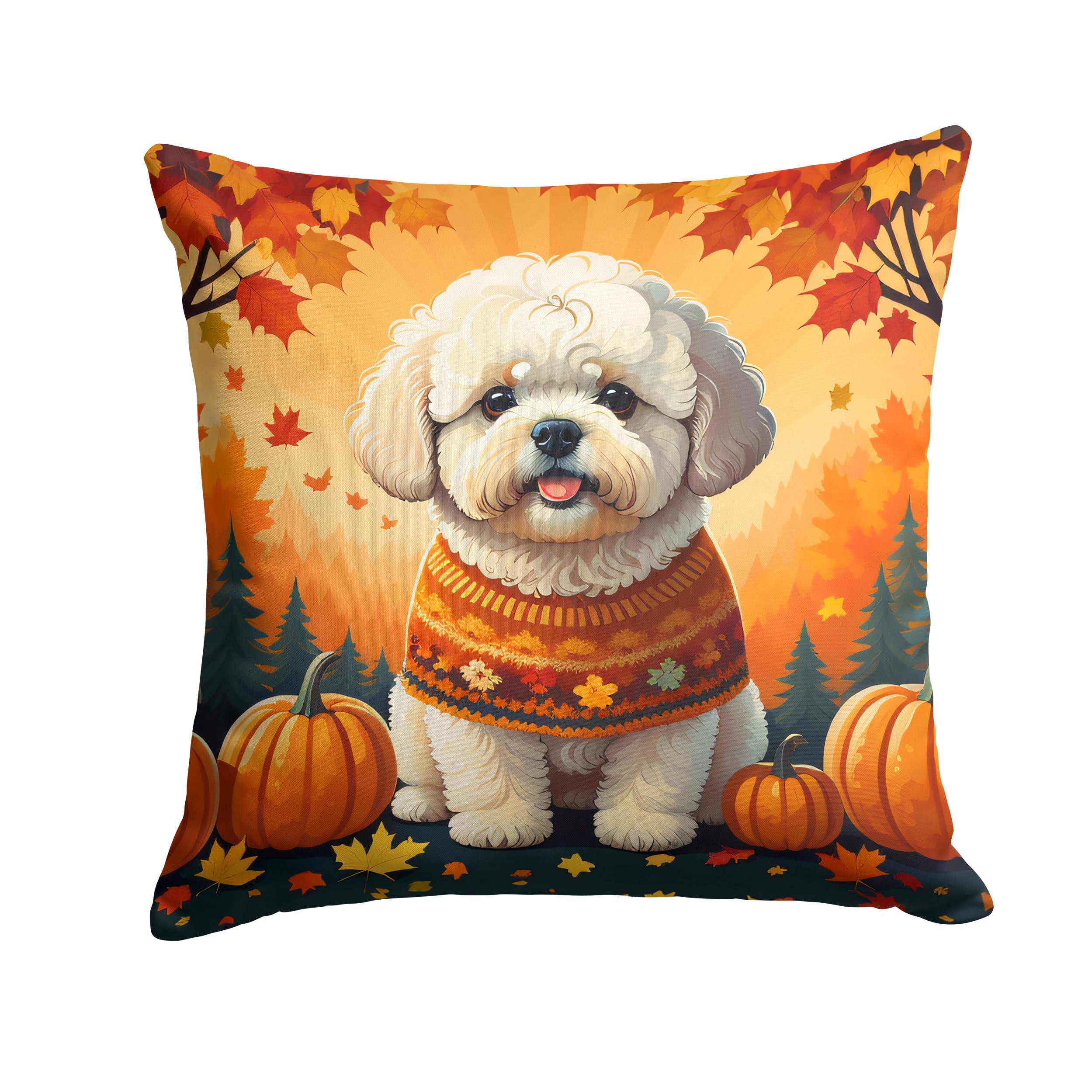 Bichon Frise Fall Throw Pillow