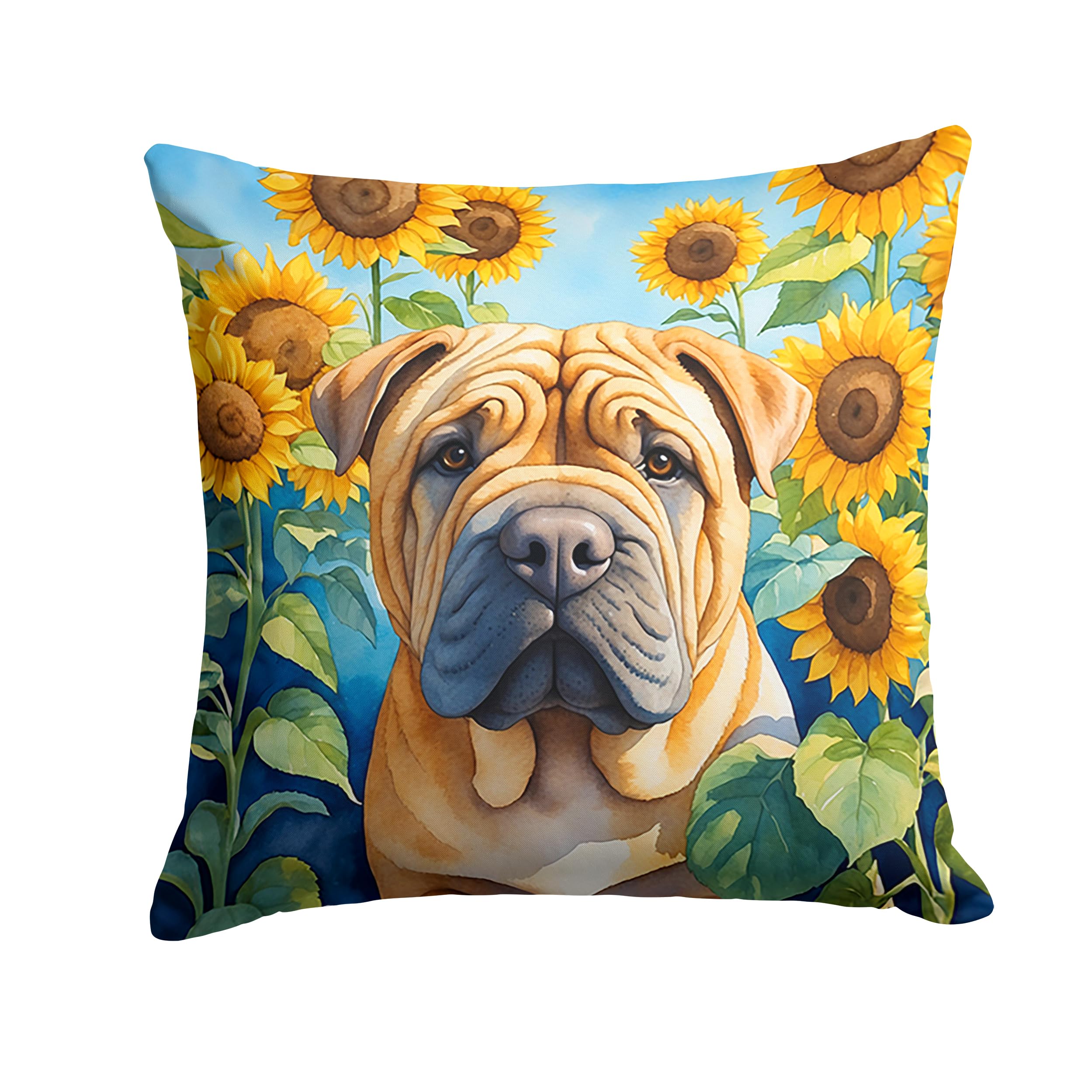 Shar Pei In Sunflowers Throw Pillow