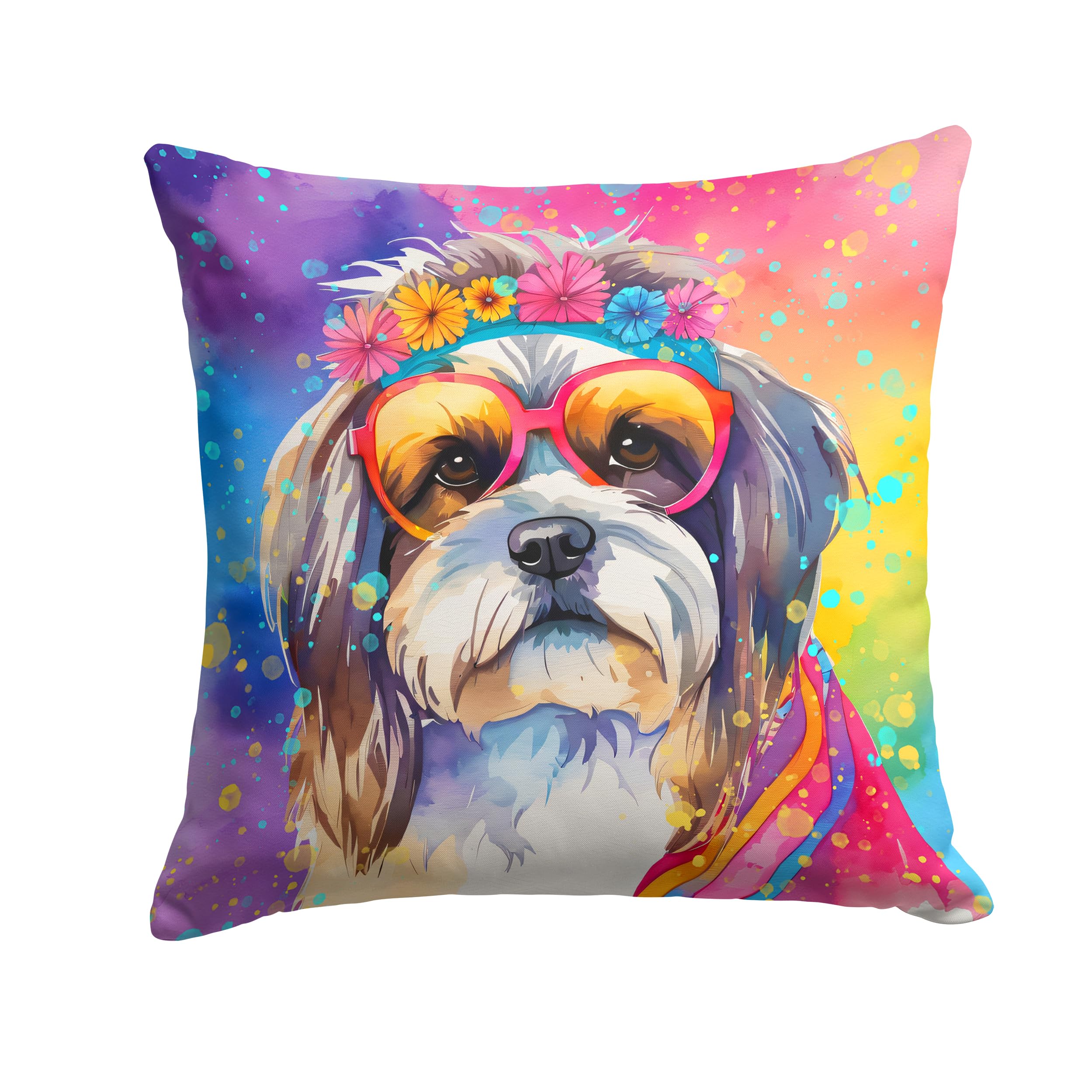 Shih Tzu Hippie Dawg Throw Pillow