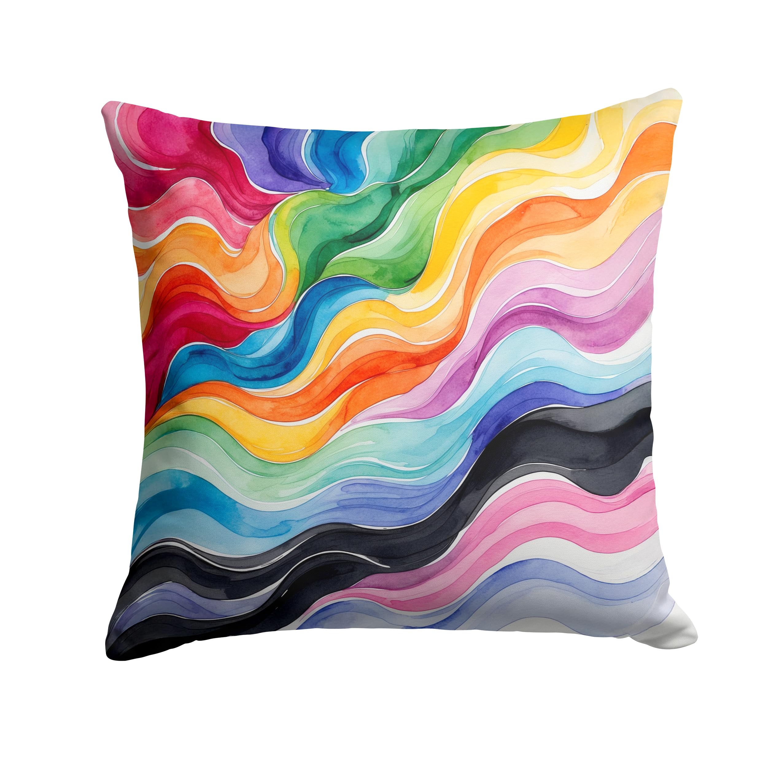 Carolines Treasures Progress Pride Waves of Unity Throw Pillow Machine Washable, Indoor Outdoor Decorative Pillow for Couch, Bed or Patio, 18Hx18W