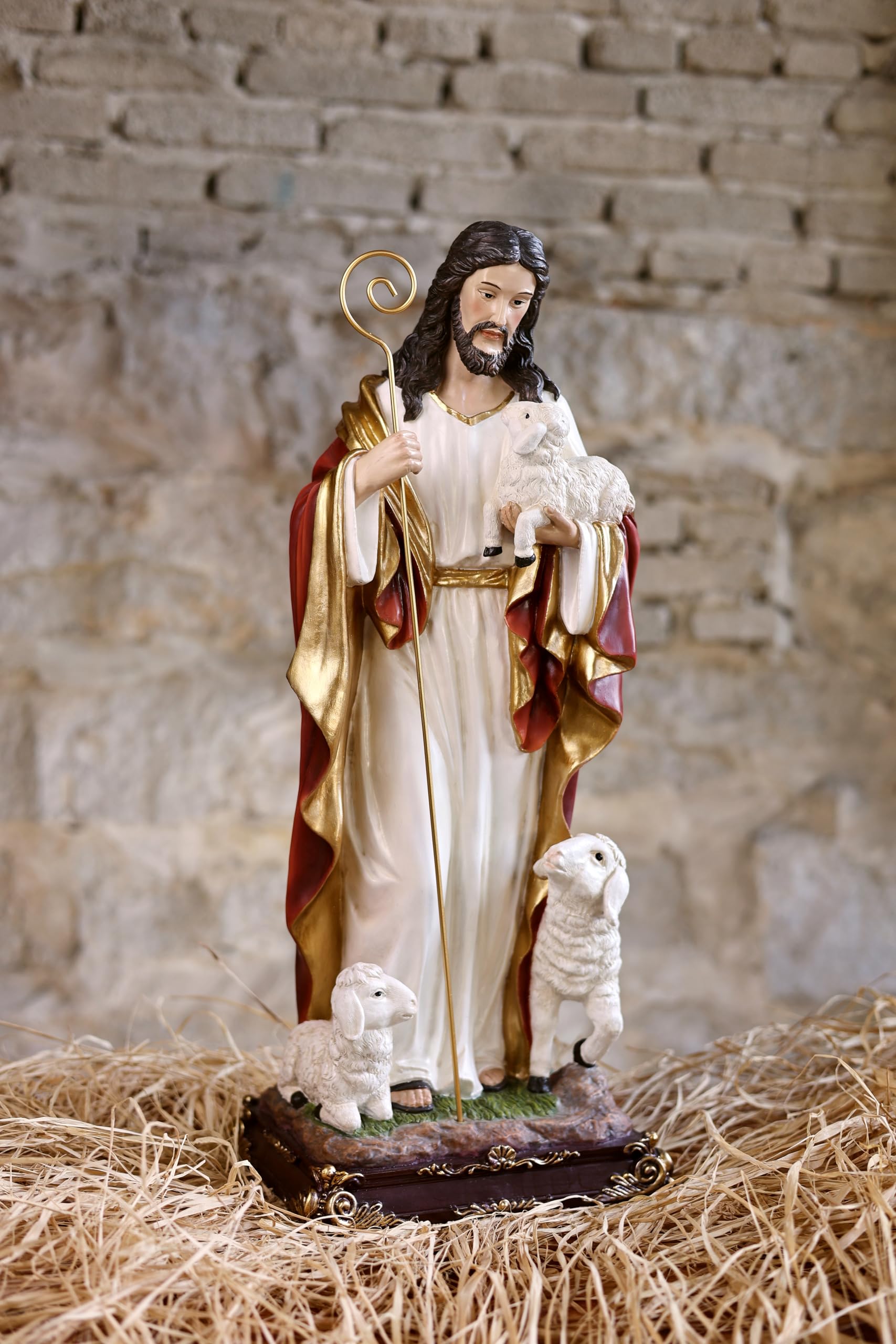 Hi-Line Gift Ltd 81716-24 24in Good Shepherd Figure Religious Decor Indoor/Outdoor