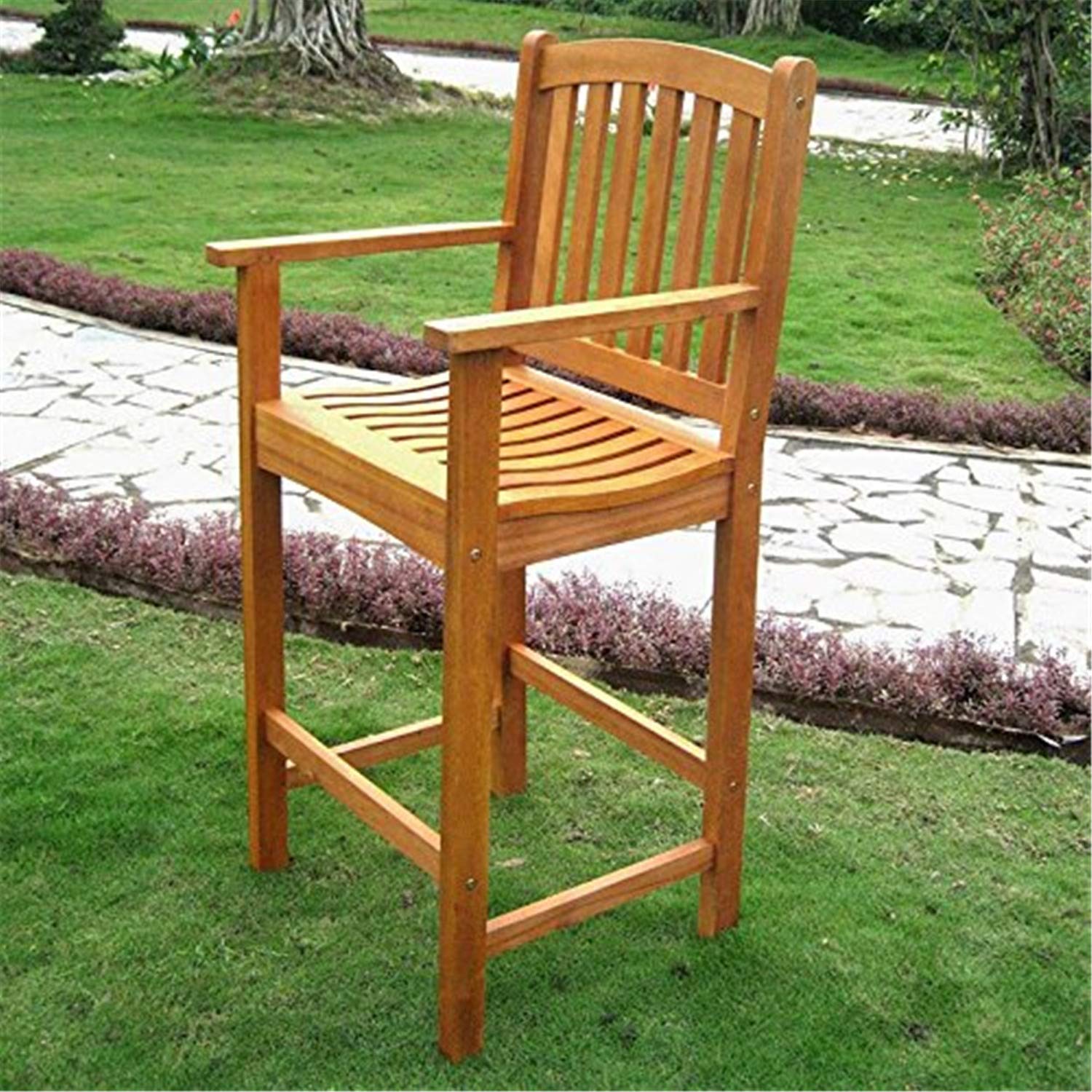 Royal Tahiti Yellow Balau Bar-height Armchairs (Set of 2) - Dark Honey