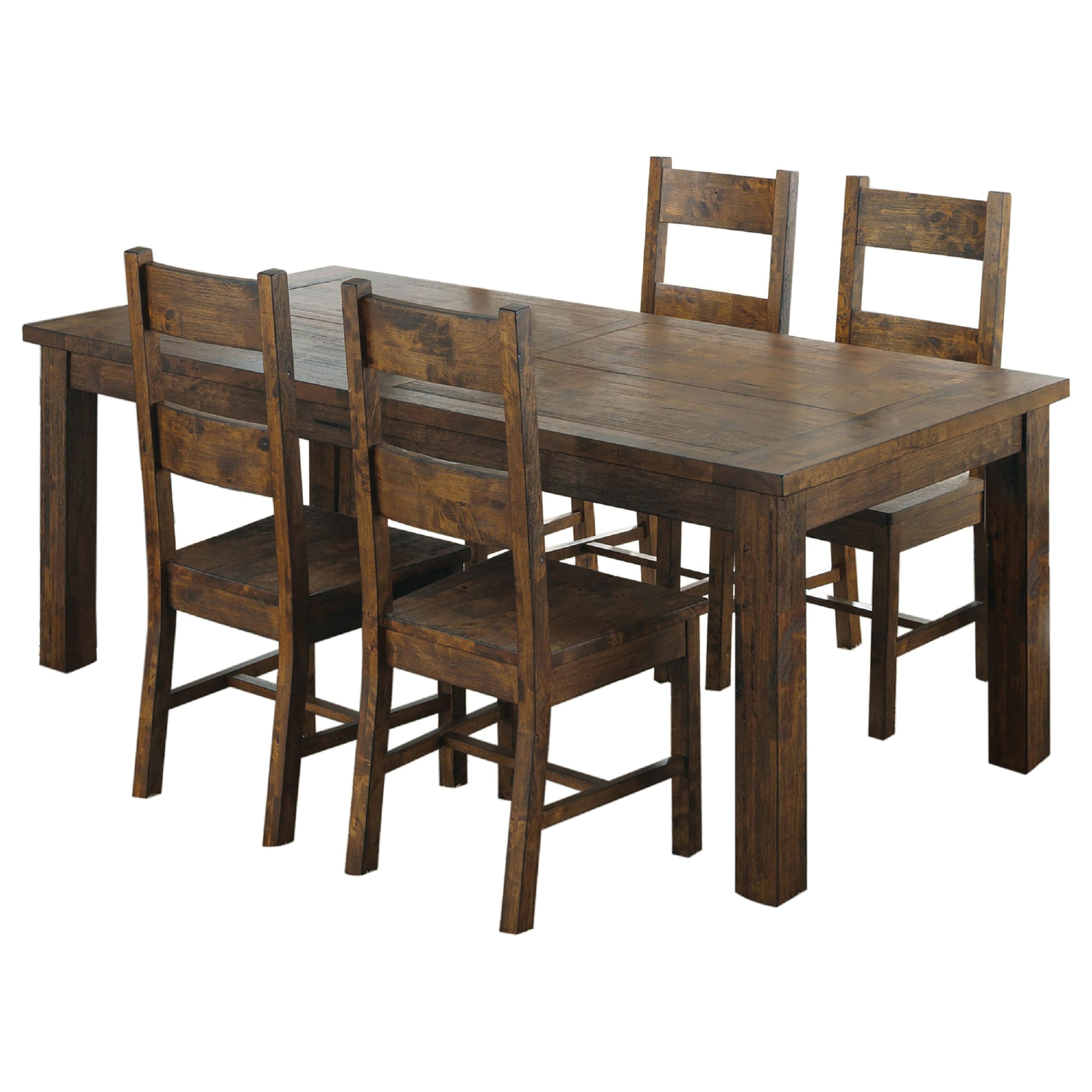 Caly 5pc Dining Table Set, Golden Brown, 4 Side Chairs, Beige Seats