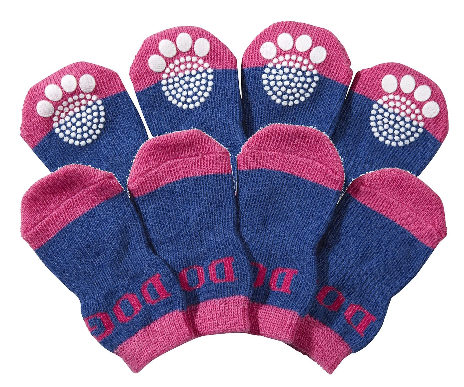 Pet Life Anti-Slippage Dog Socks - Pet Socks With Rubberized Micro Grips For Premium Traction - Set Of 4 Socks For Dogs
