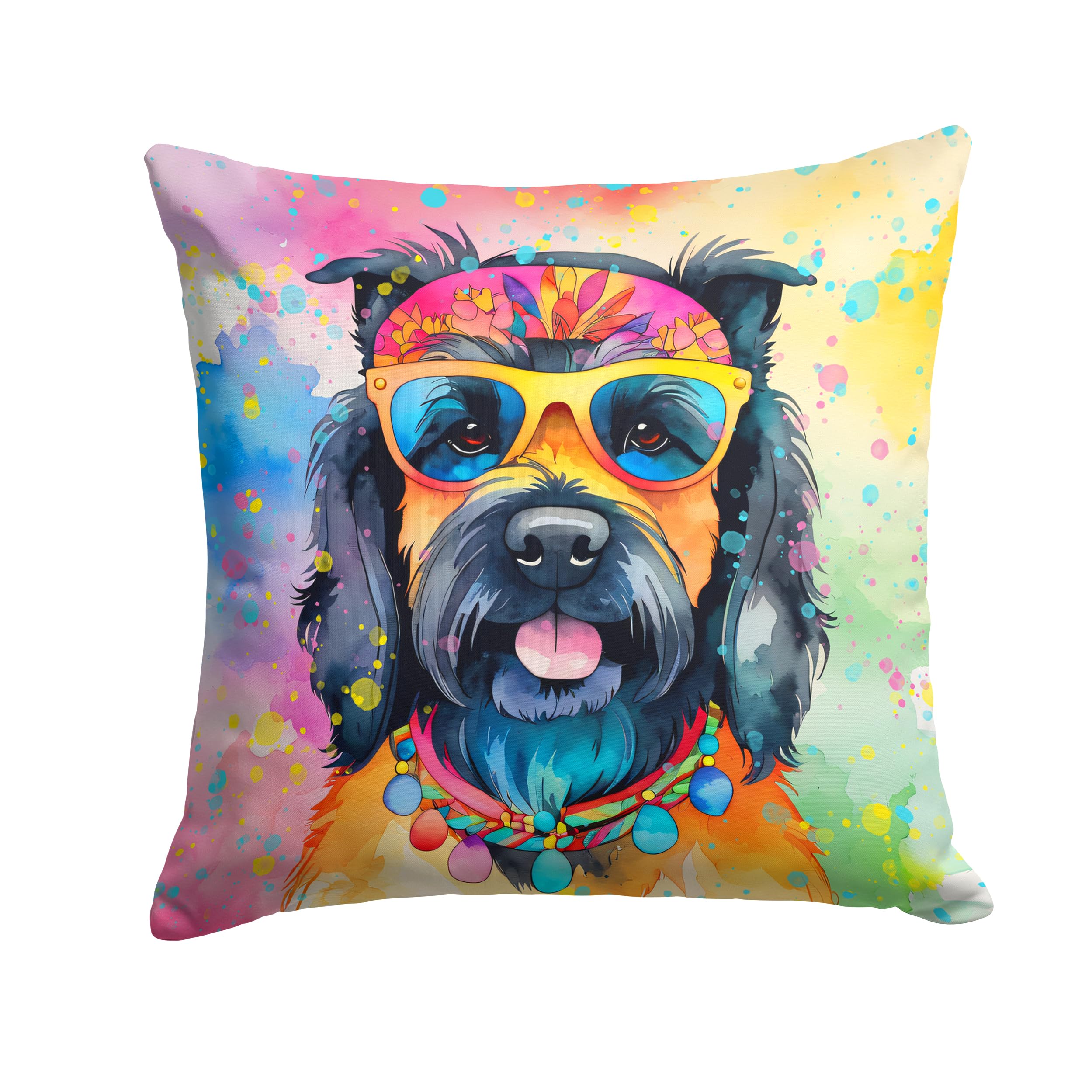 Scottish Terrier Hippie Dawg Throw Pillow