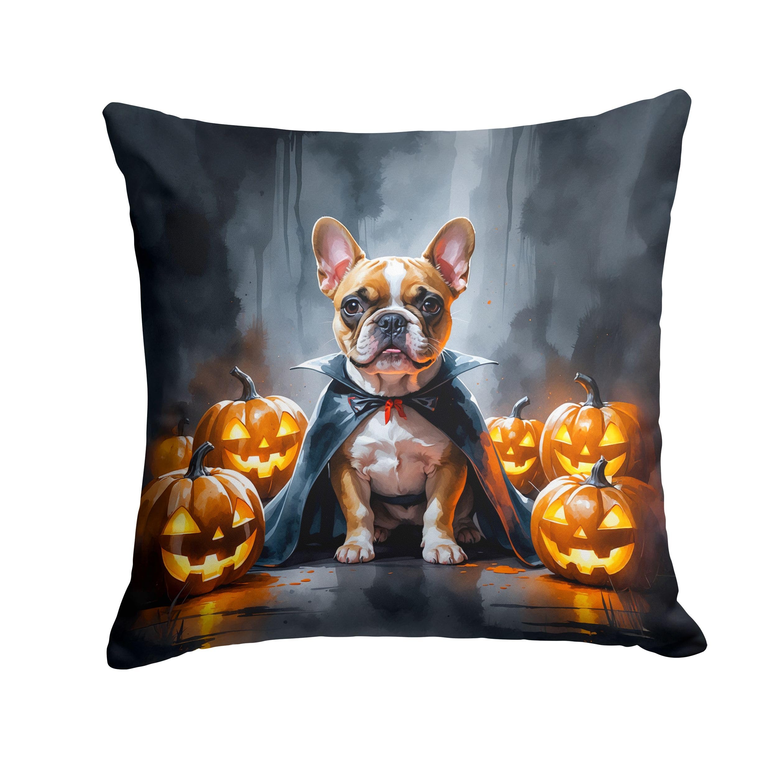 Carolines Treasures French Bulldog Puppy Halloween Throw Pillow Machine Washable, Indoor Outdoor Decorative Pillow for Couch, Bed or Patio, 18Hx18W