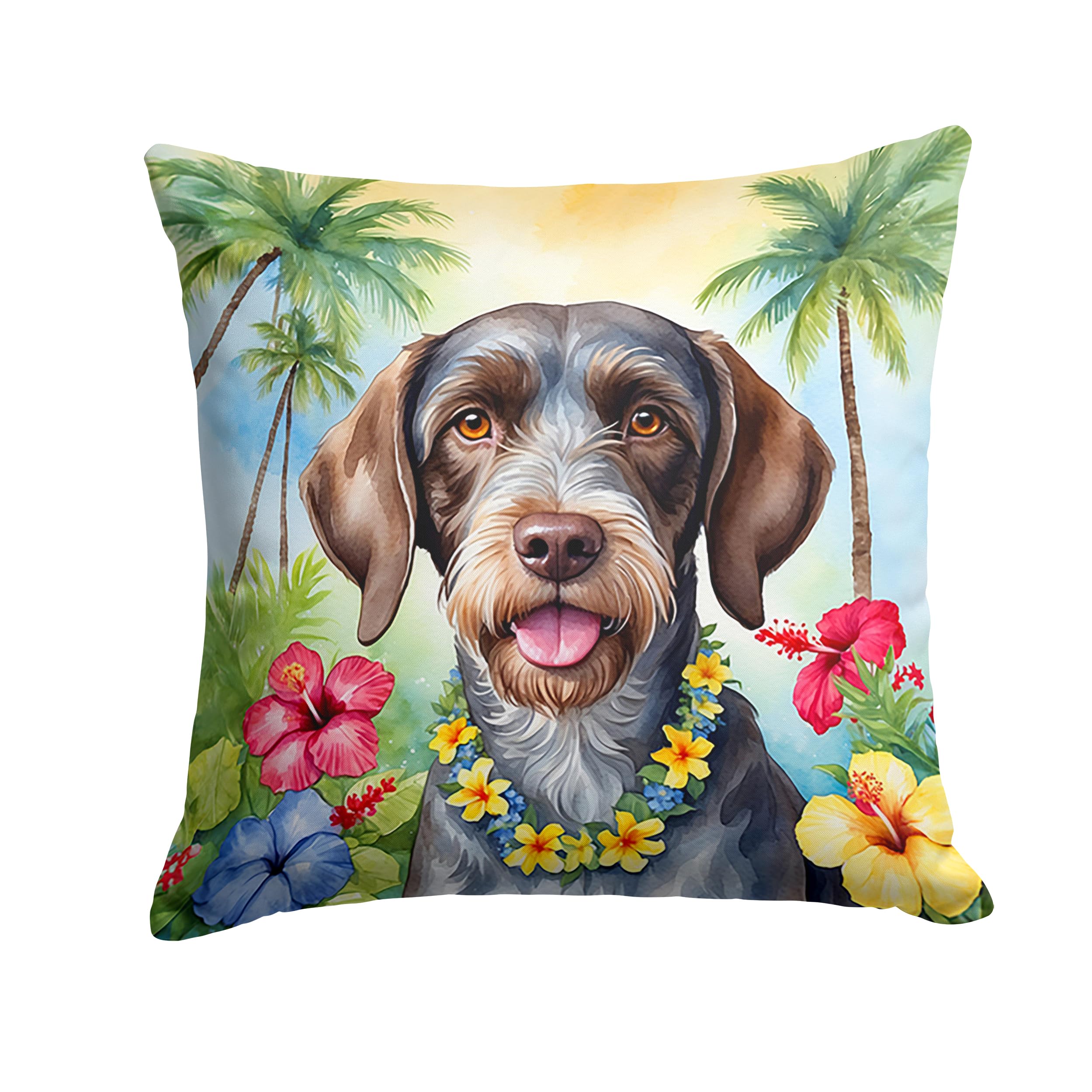 Carolines Treasures Luau Party Decorative Throw Pillow, 18Hx18W, German Wirehaired Pointer 6440