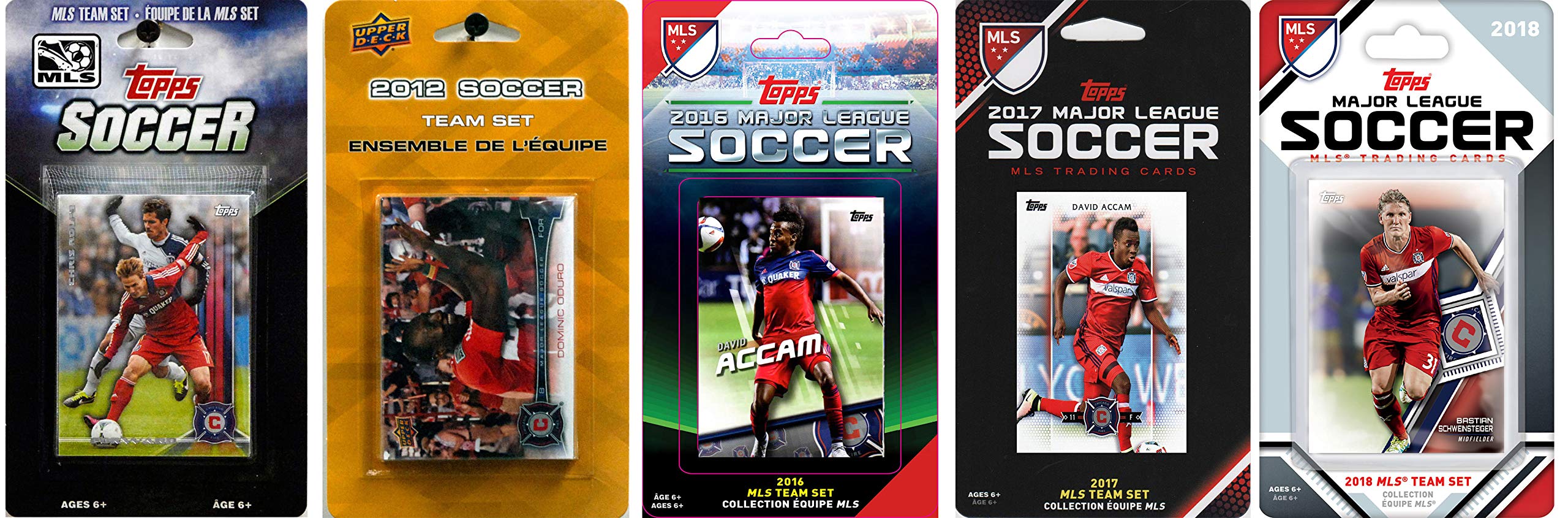 MLS Chicago Fire 5 Different Licensed Trading Card Team Sets