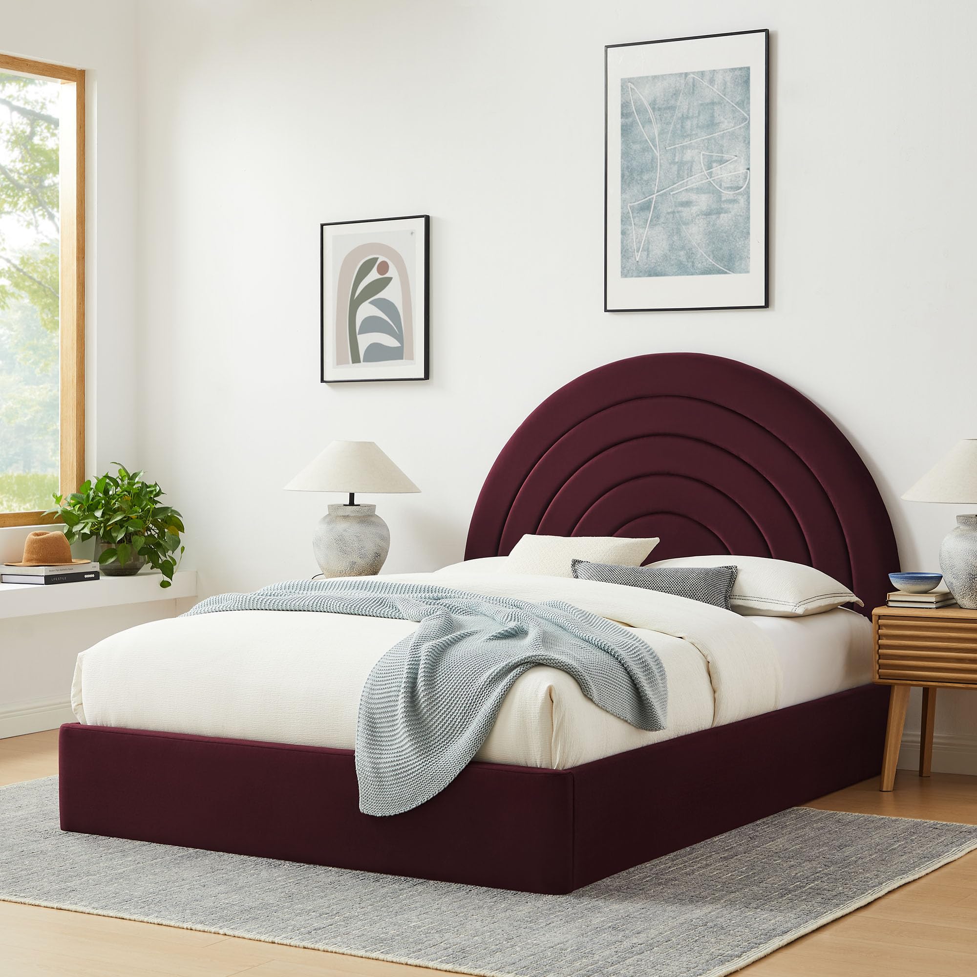 Solana Arched Performance Velvet Queen Platform Bed by Modway