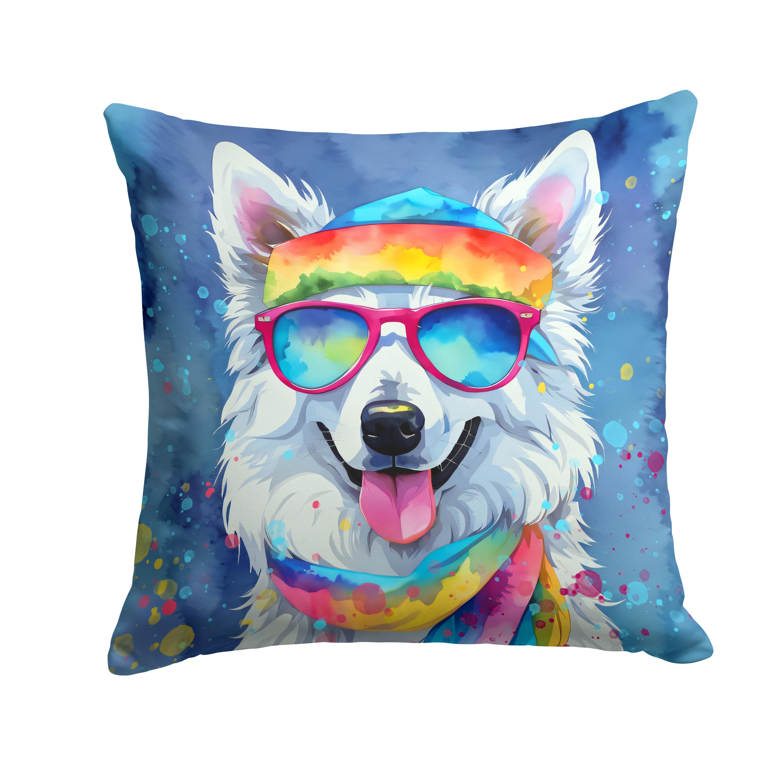 American Eskimo Hippie Dawg Throw Pillow