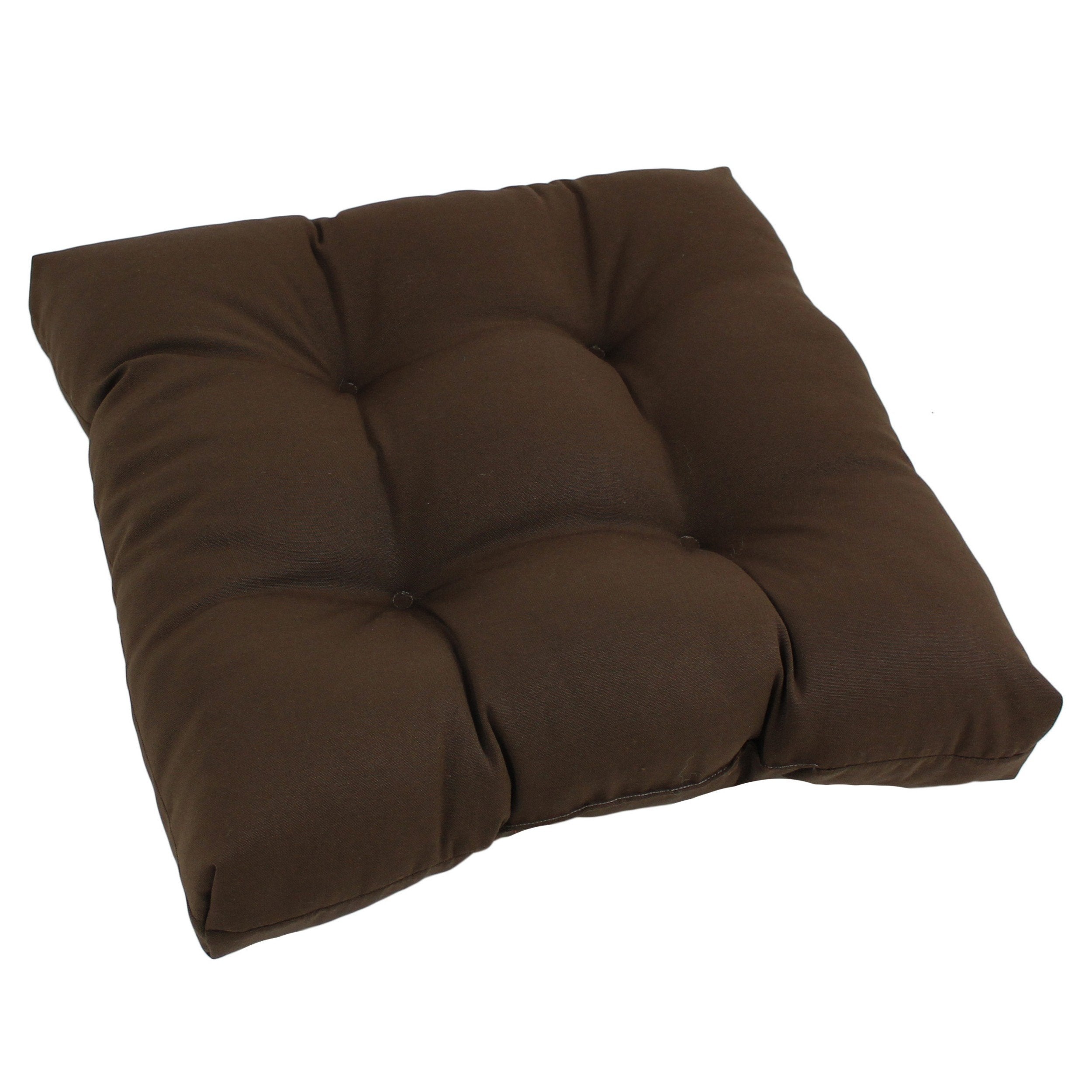 19-inch Squared Twill Tufted Dining Chair Cushion - Chocolate