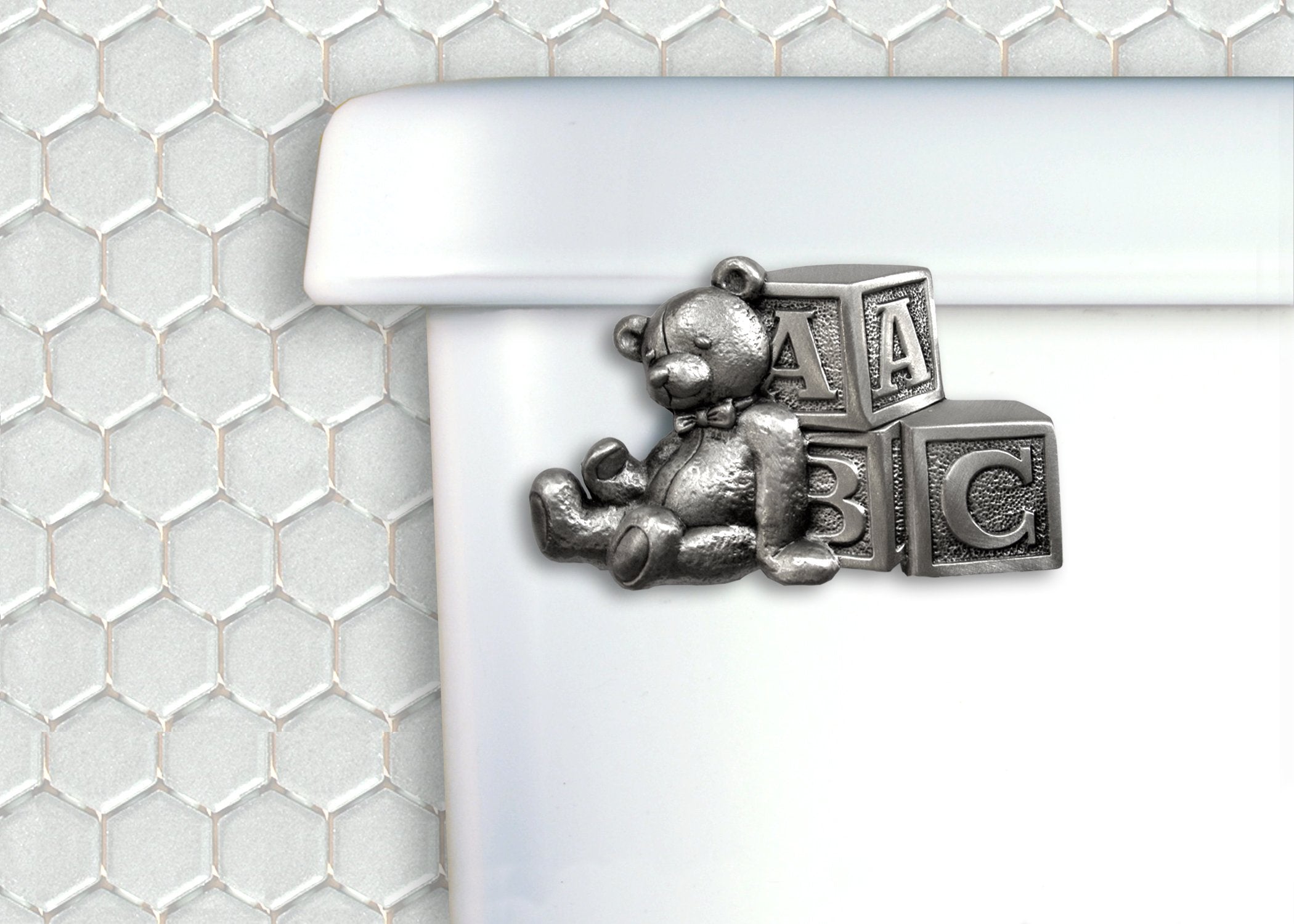 Teddy Bear Toilet Flush Handle in Satin Pewter Finish-Front Mount