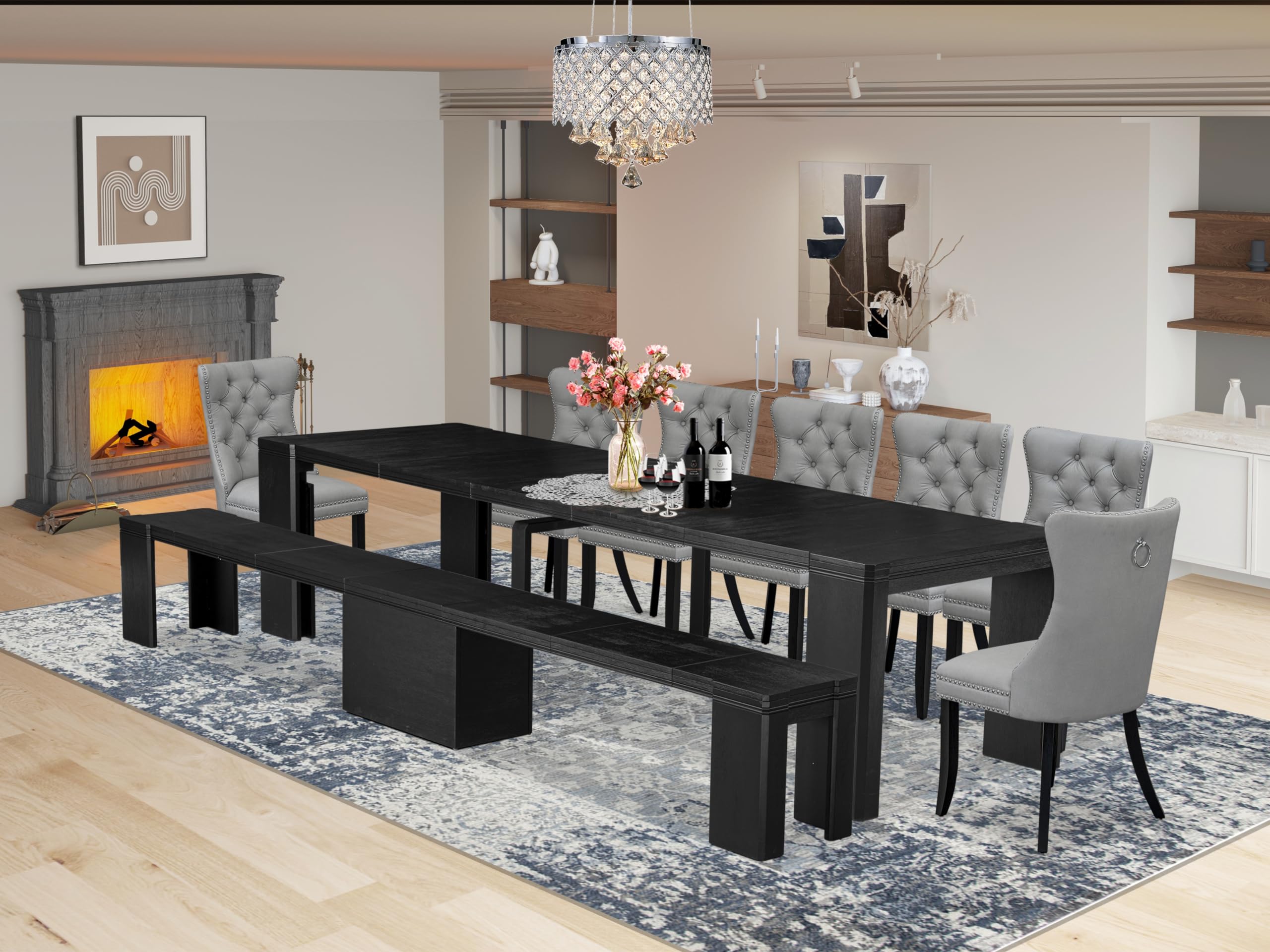 9-piece Dining Room Table Set a Rectangular Kitchen Table