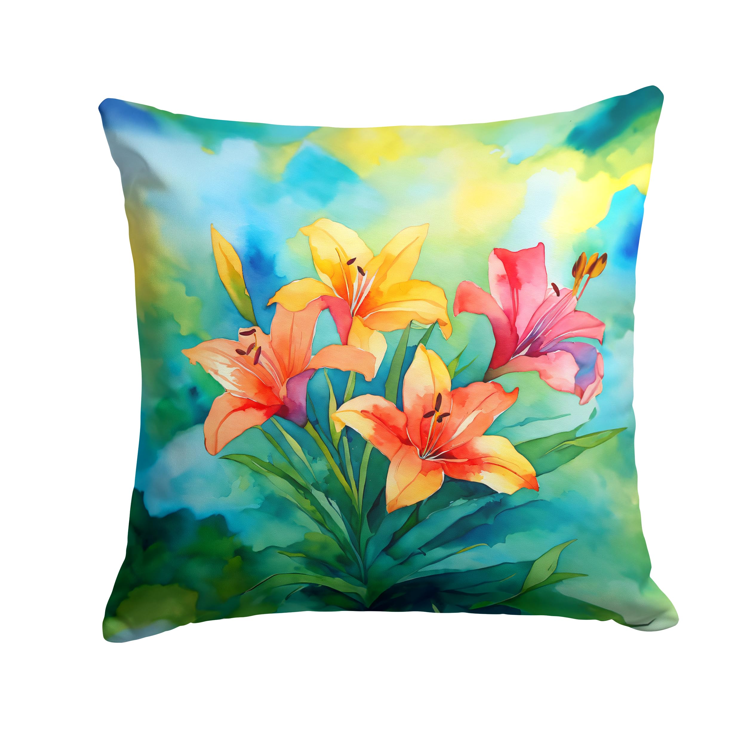 Lilies in Watercolor Throw Pillow