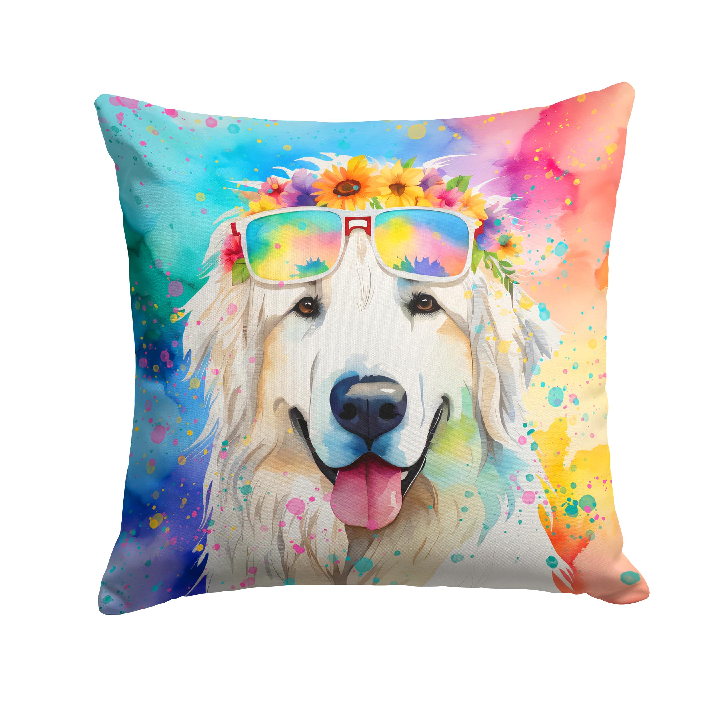 Great Pyrenees Hippie Dawg Throw Pillow