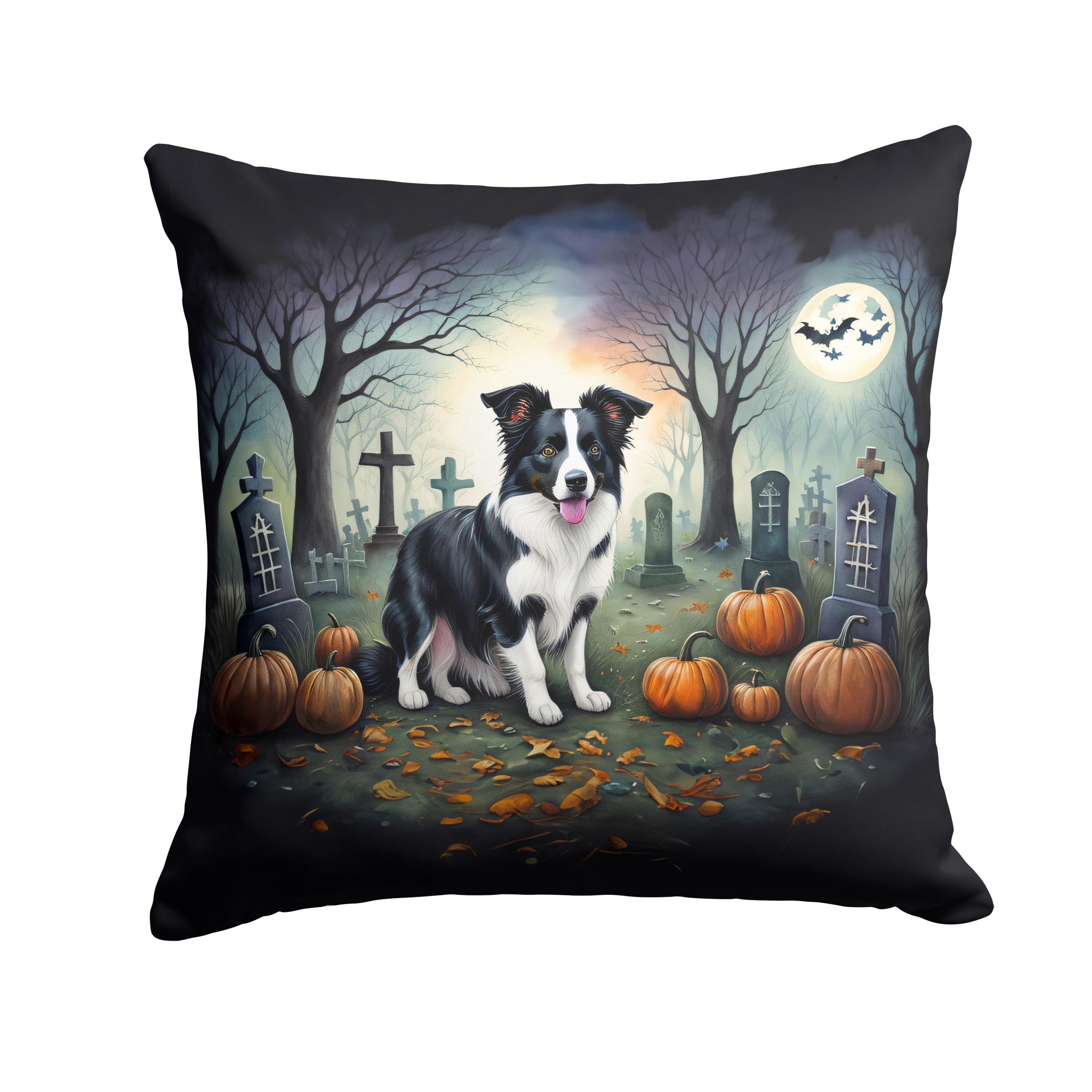 Border Collie Spooky Halloween Throw Pillow
