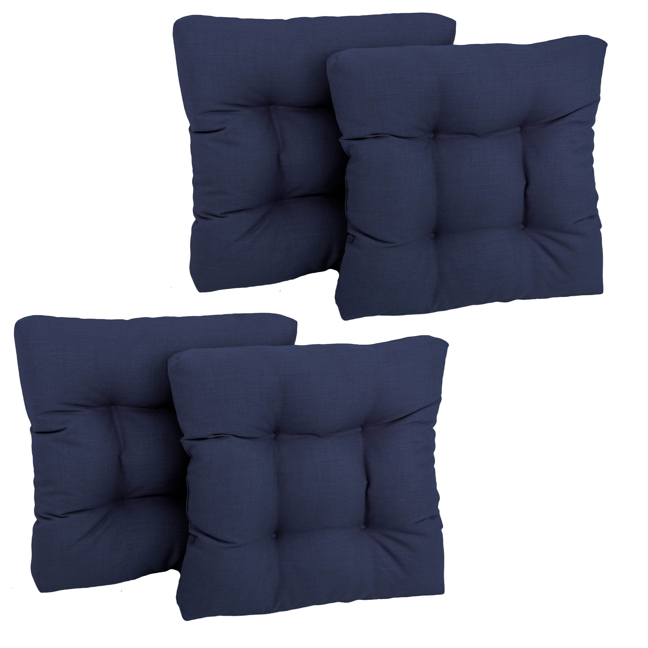 19-inch Squared Spun Polyester Tufted Dining Chair Cushion (Set of Four) - Azul