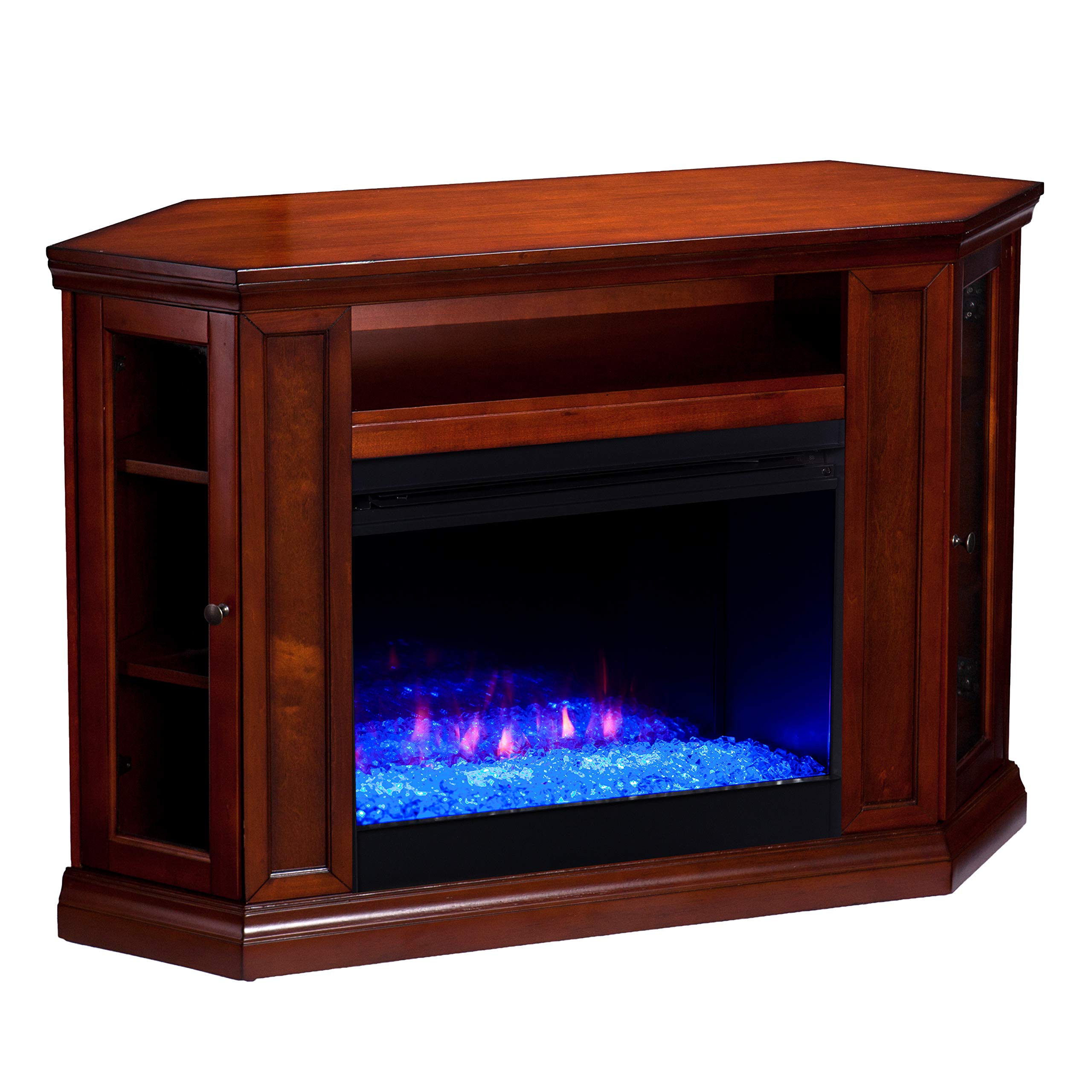Claremont Color Changing Convertible Fireplace - Brown Mahogany