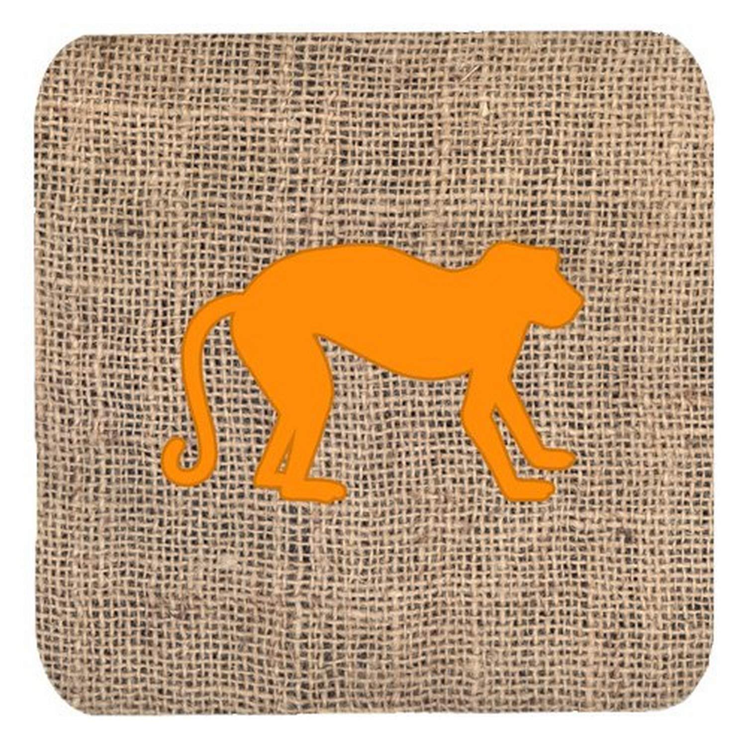 Caroline'S Treasures Monkey Burlap And Orange Foam Coasters (Set Of 4), 3.5 H X 3.5 W, Multicolor