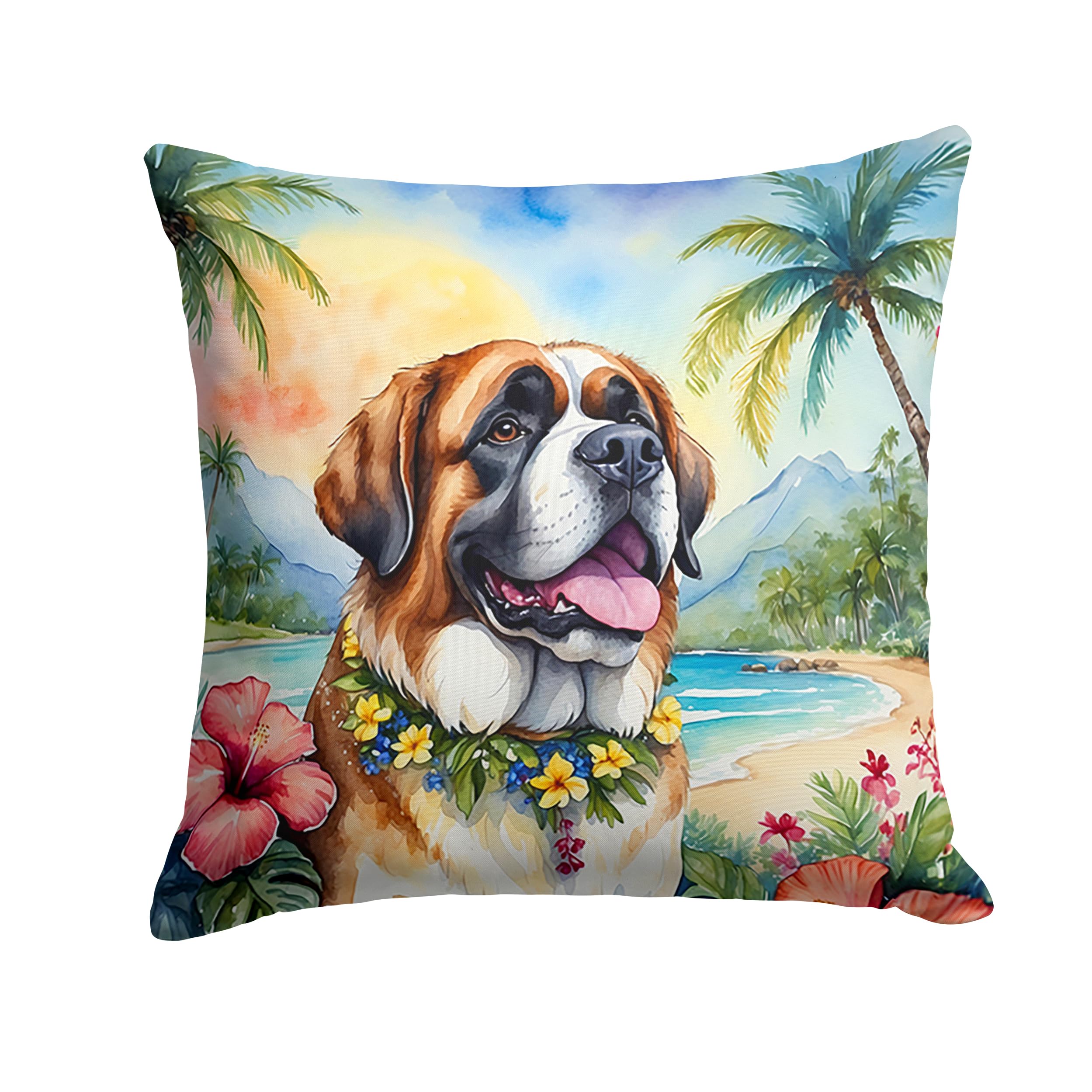 Saint Bernard Luau Throw Pillow