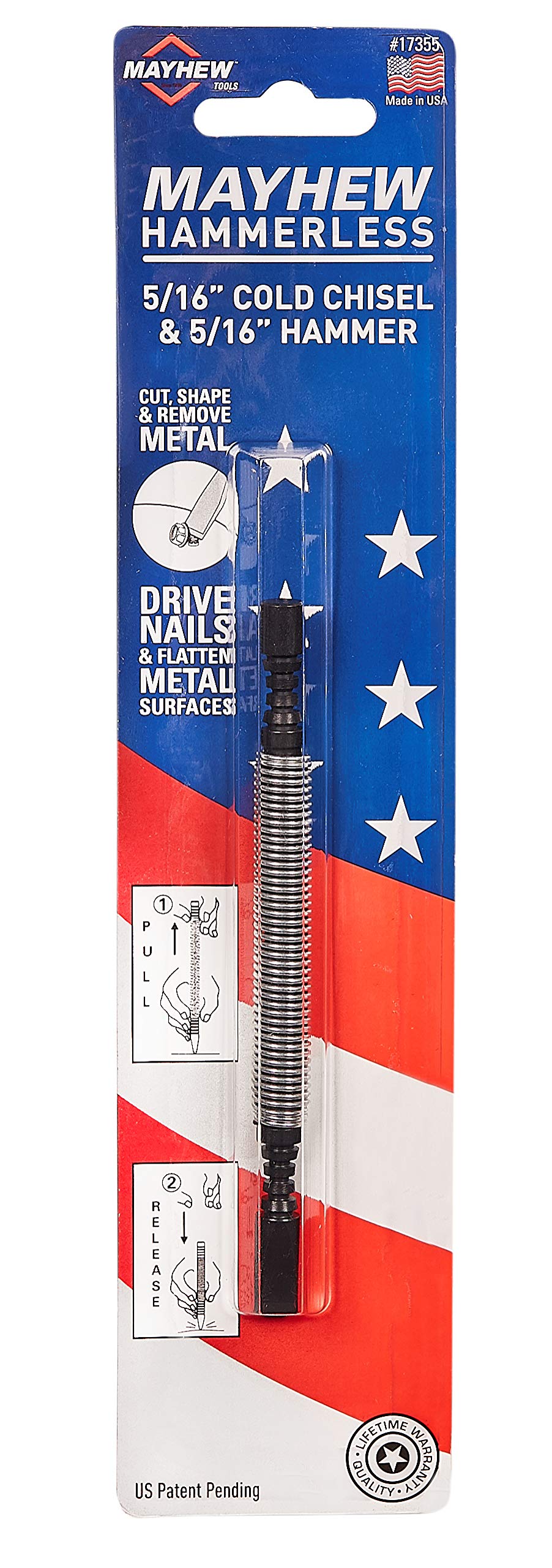 Mayhew Tools 17355 Hammerless Tool 516-Inch Cold Chisel And 516-Inch Hammer Multicolor One Size