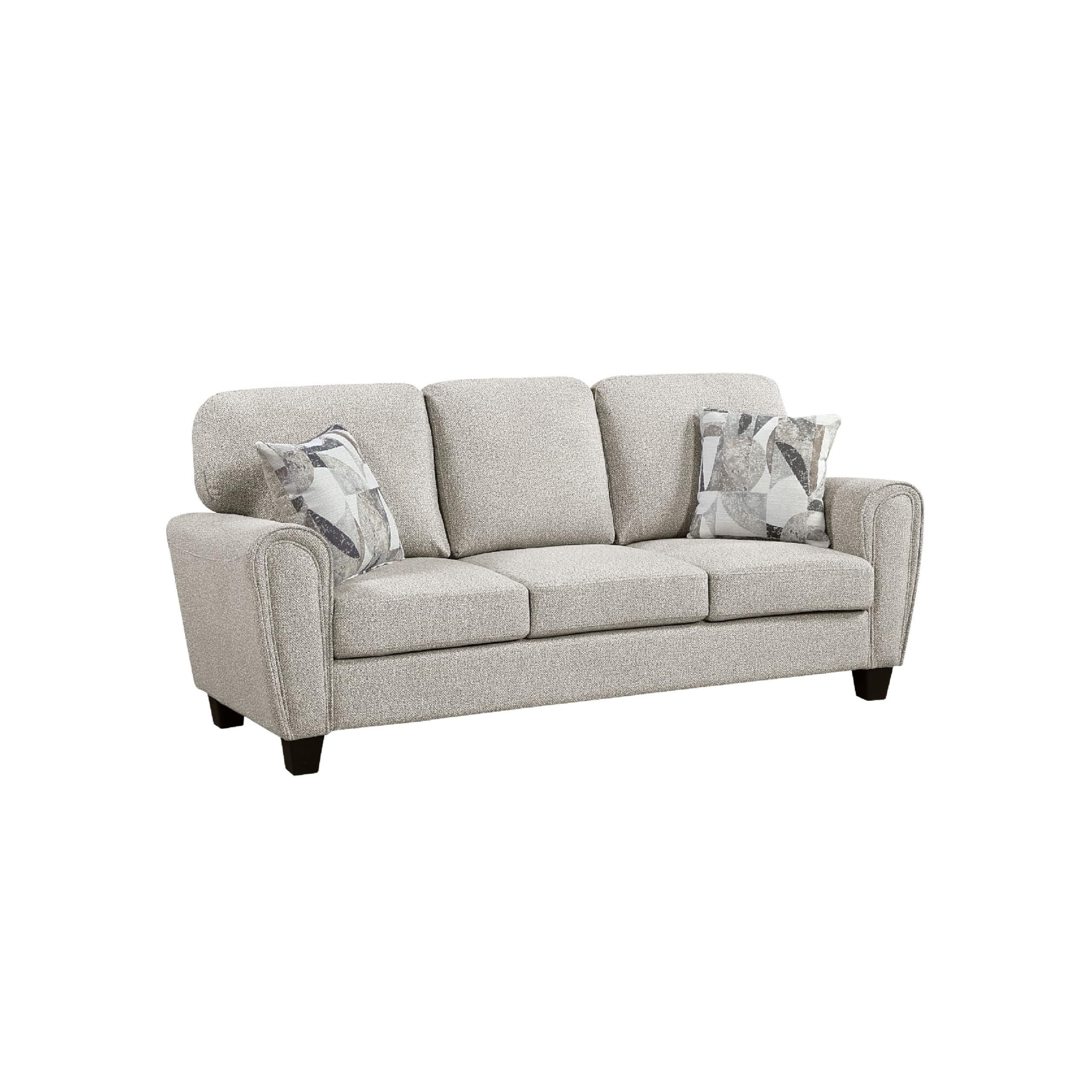 Loi Sofa w 2 Pillows, Reversible Cushion, Gray Chenille, 85 Inch