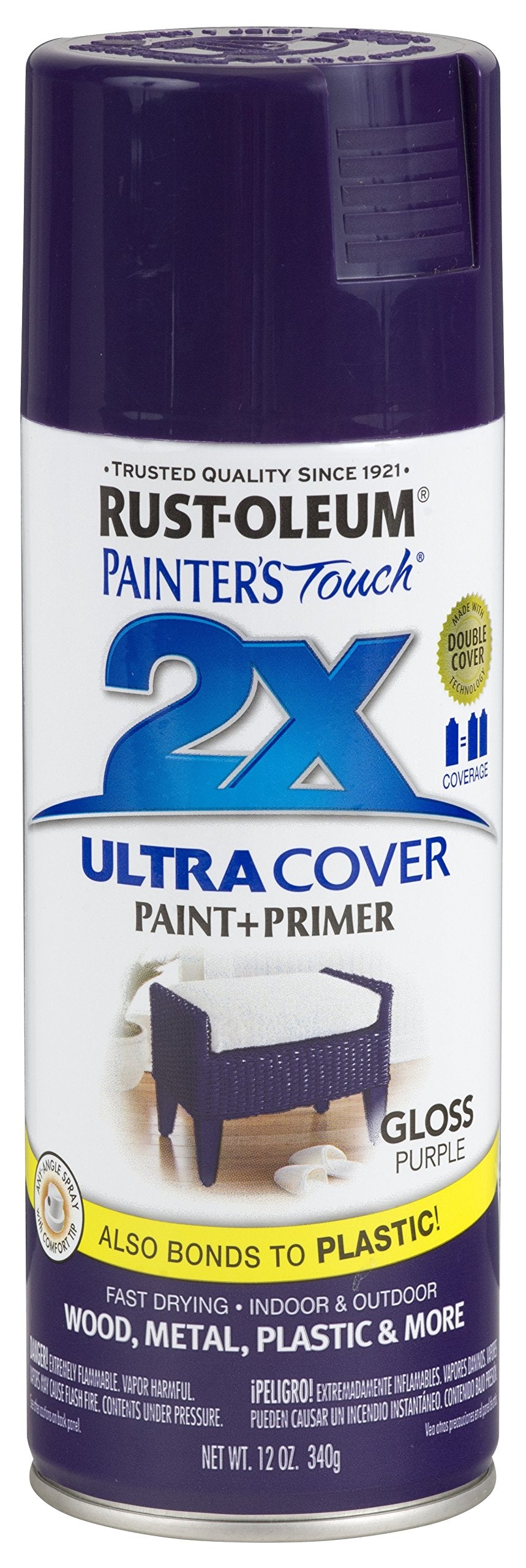 Rust-Oleum 249097 Painter'S Touch 2X Ultra Cover, 12 Ounce (Pack Of 1), Gloss Purple