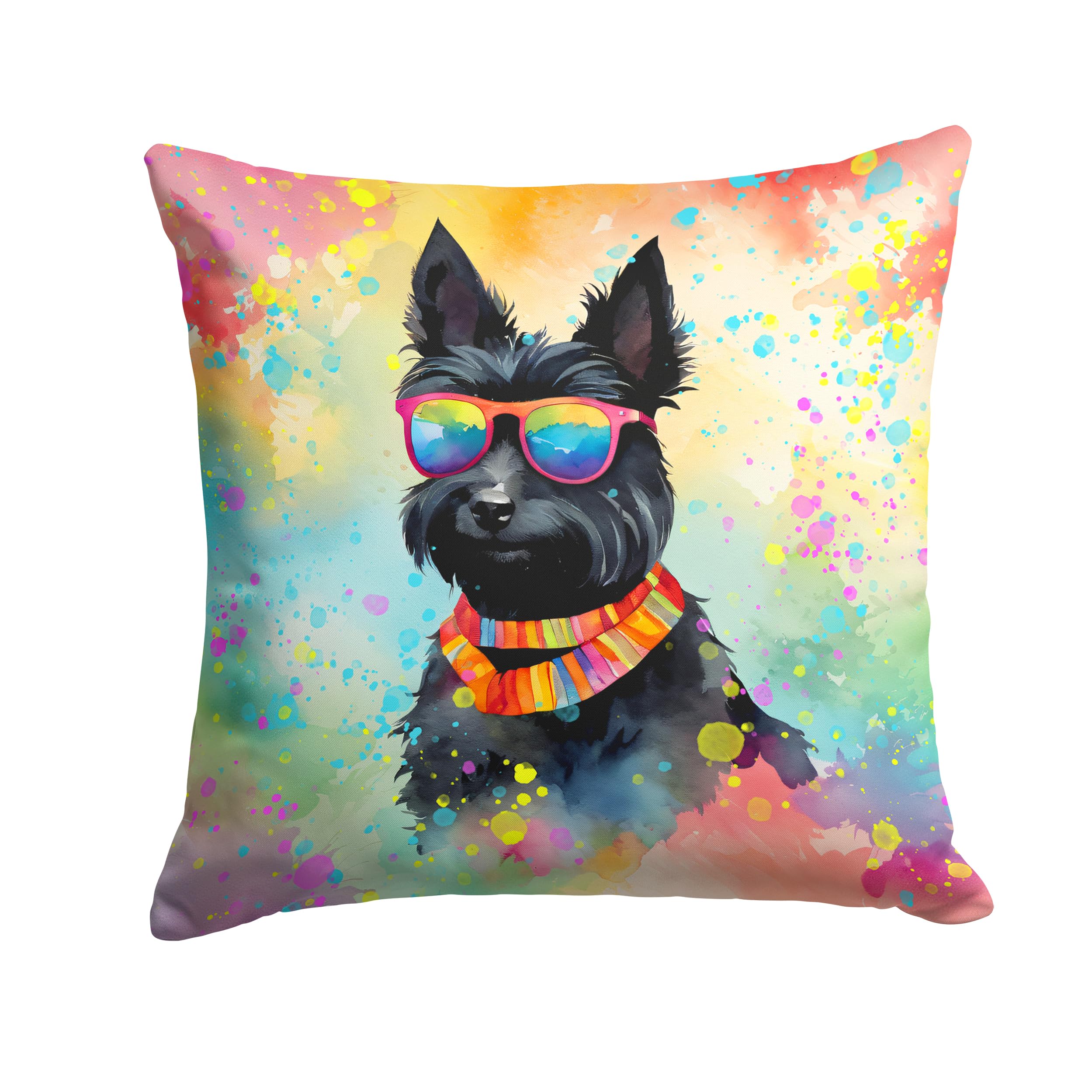 Scottish Terrier Hippie Dawg Throw Pillow