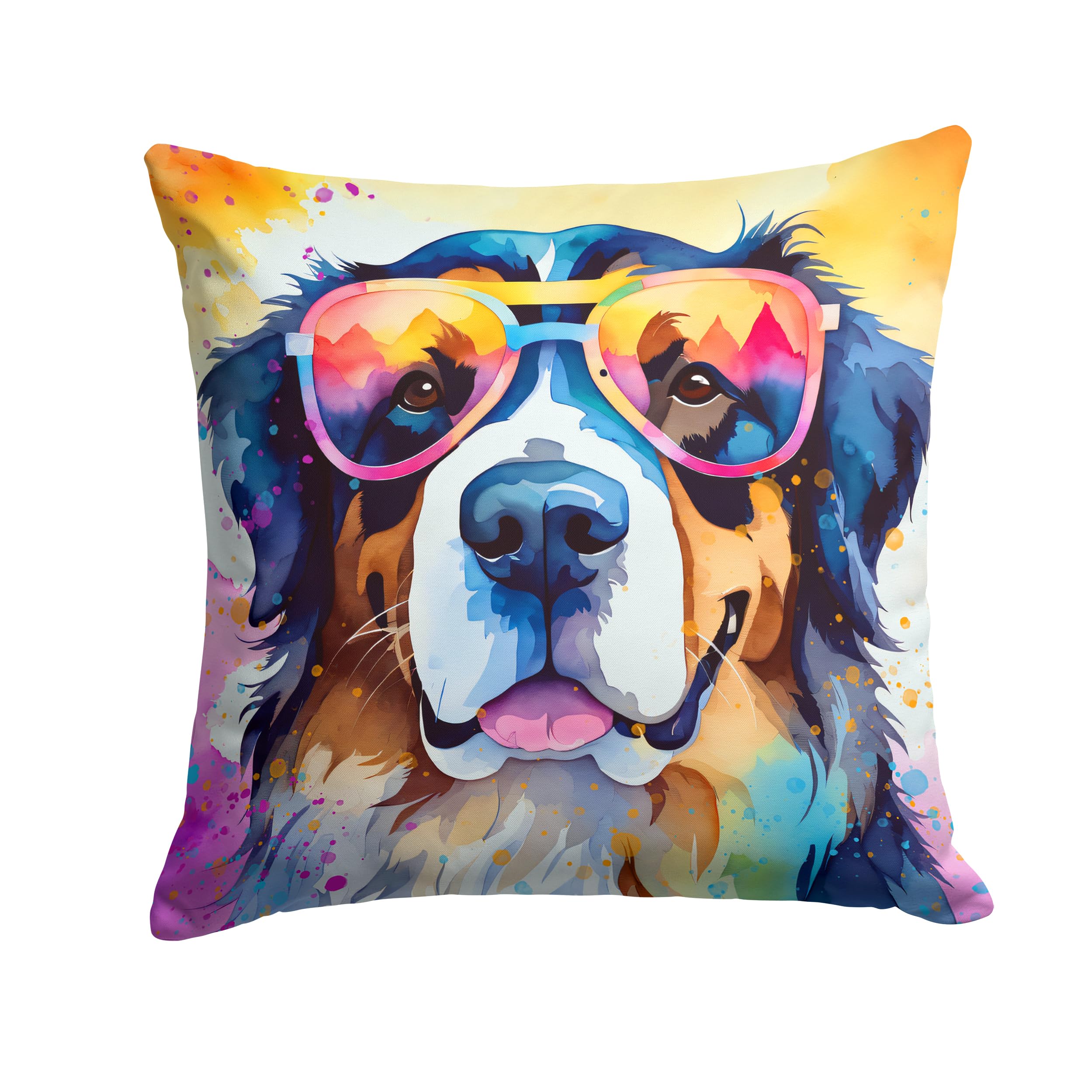 Bernese Mountain Dog Hippie Dawg Throw Pillow