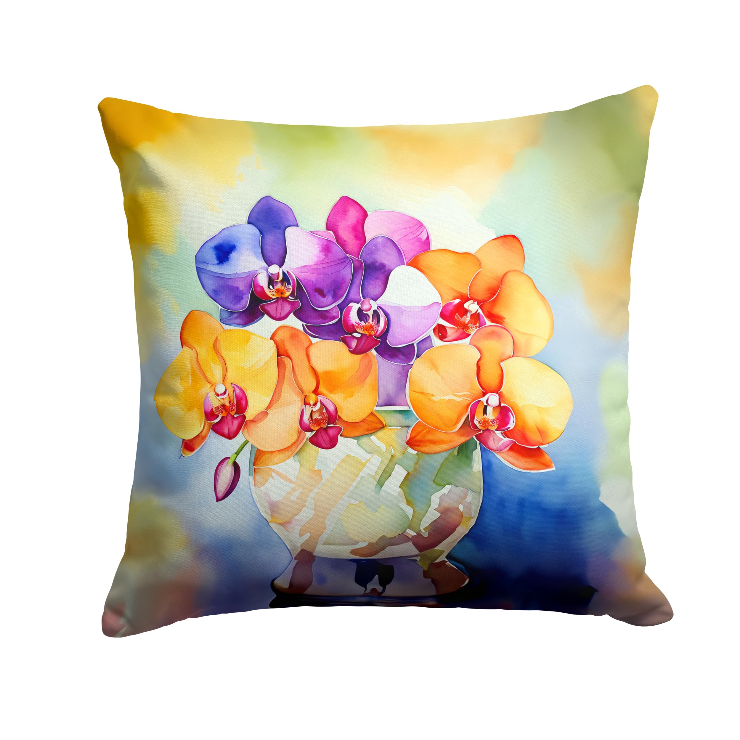 Orchids in Watercolor Throw Pillow