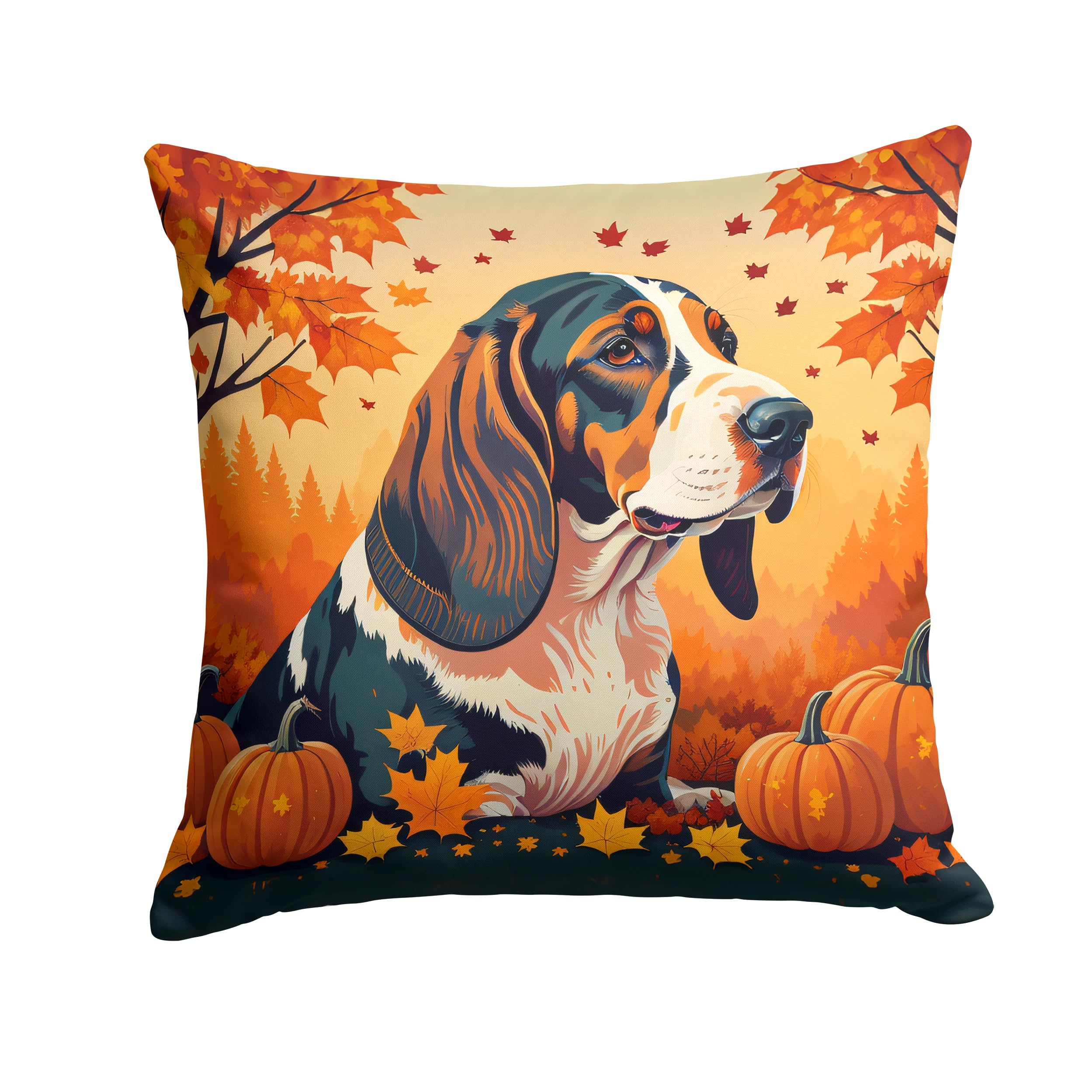 Basset Hound Fall Throw Pillow
