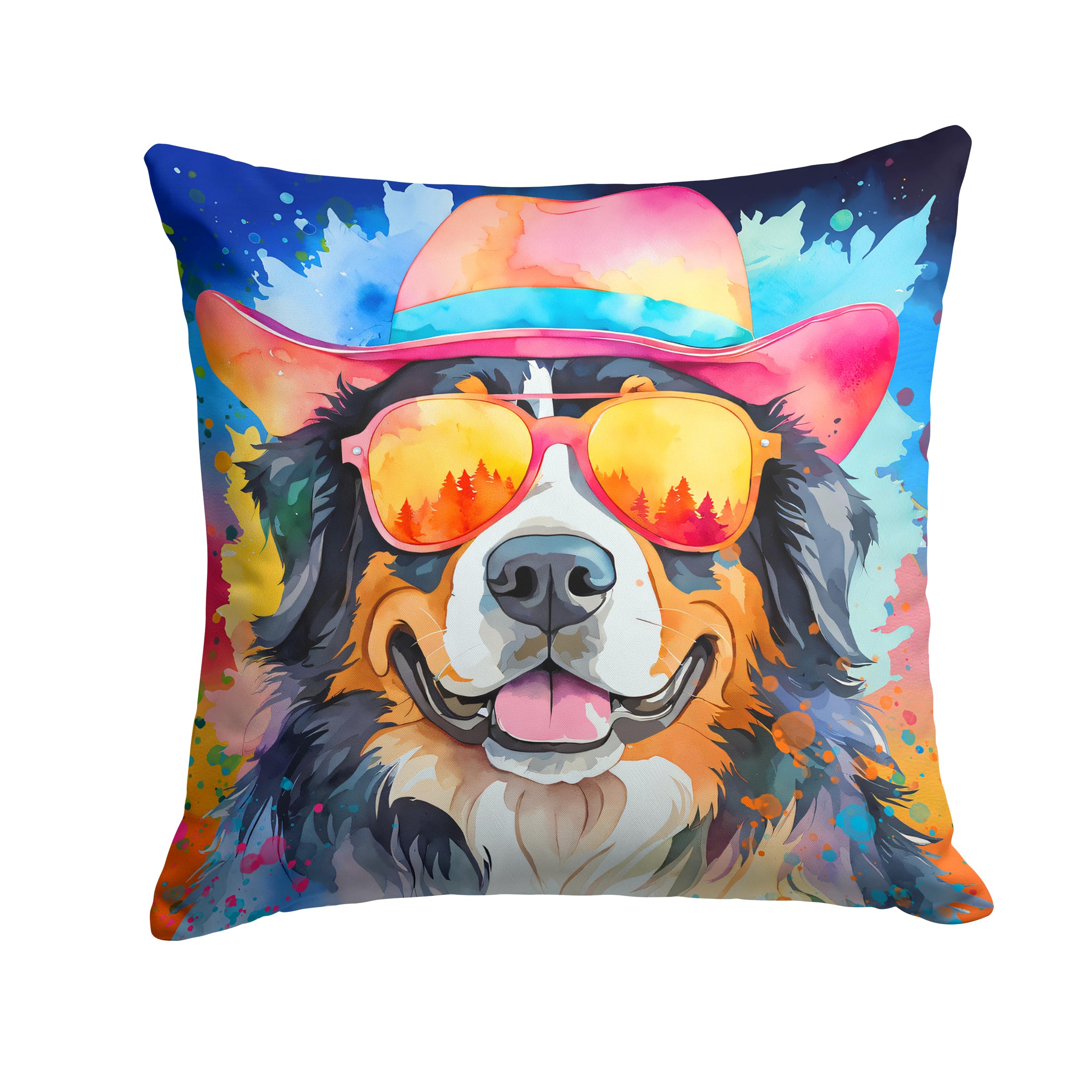 Bernese Mountain Dog Hippie Dawg Throw Pillow