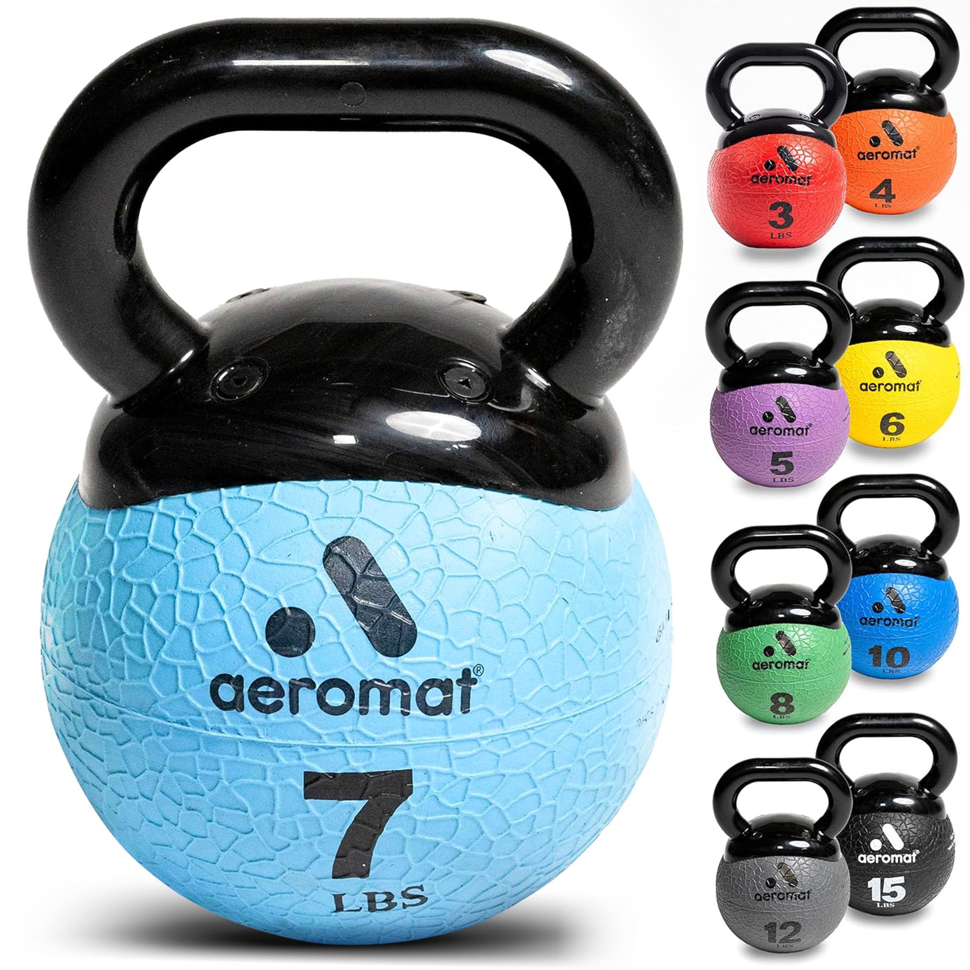 Aeromat Elite Mini Kettlebell Medicine Ball, 7 lb, color: Light Blue