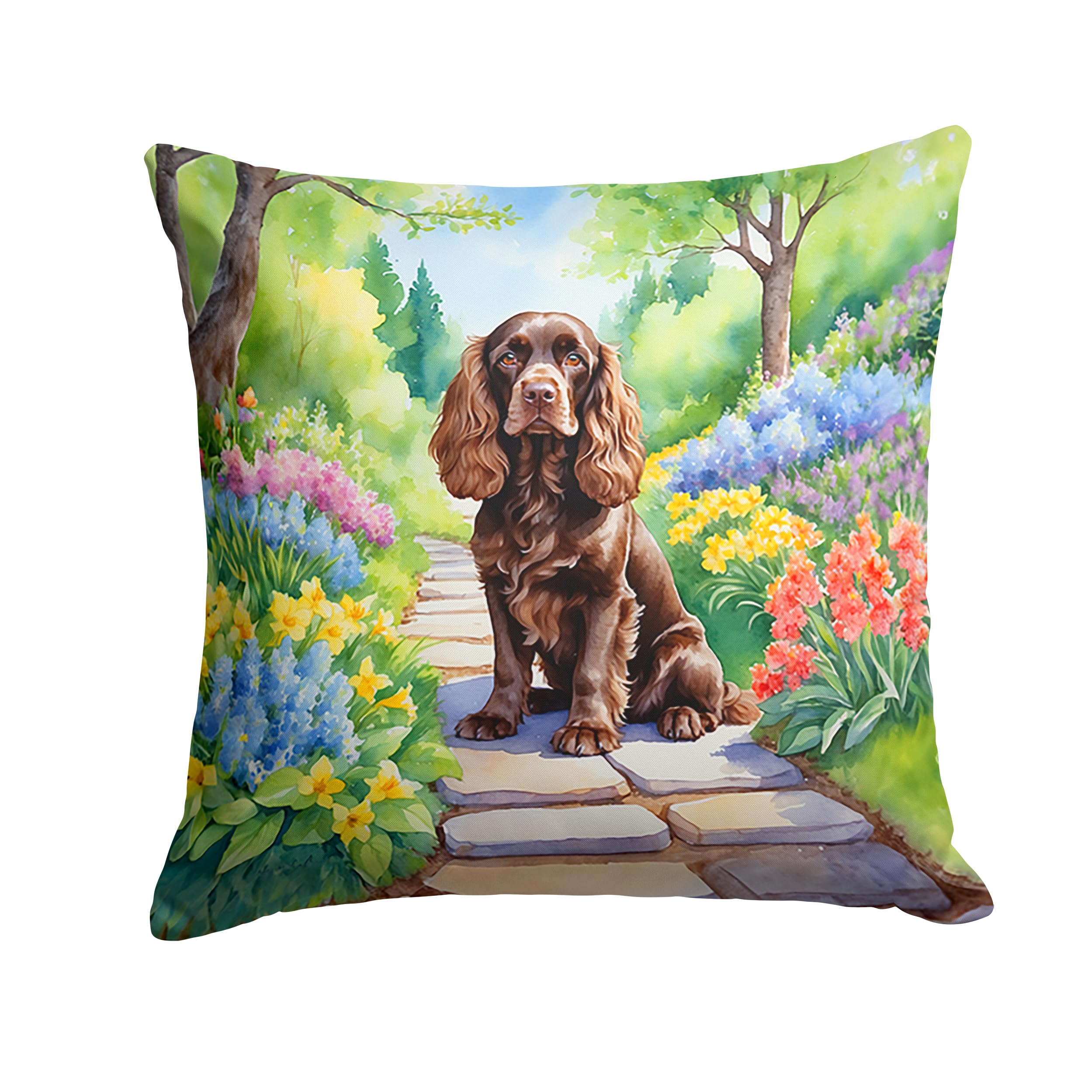 Cocker Spaniel Spring Path Throw Pillow
