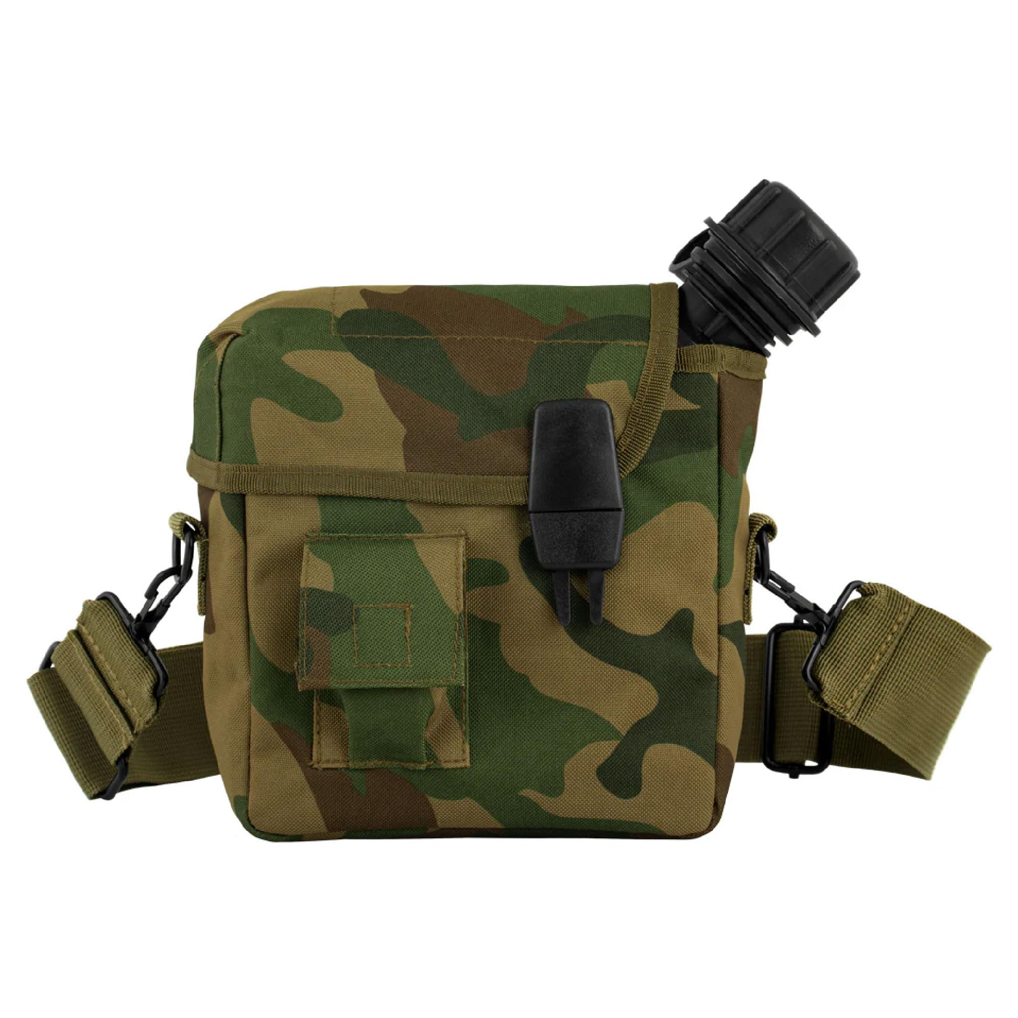 2Qt Canteen Cover-Shoulder Strap - Woodland Camo
