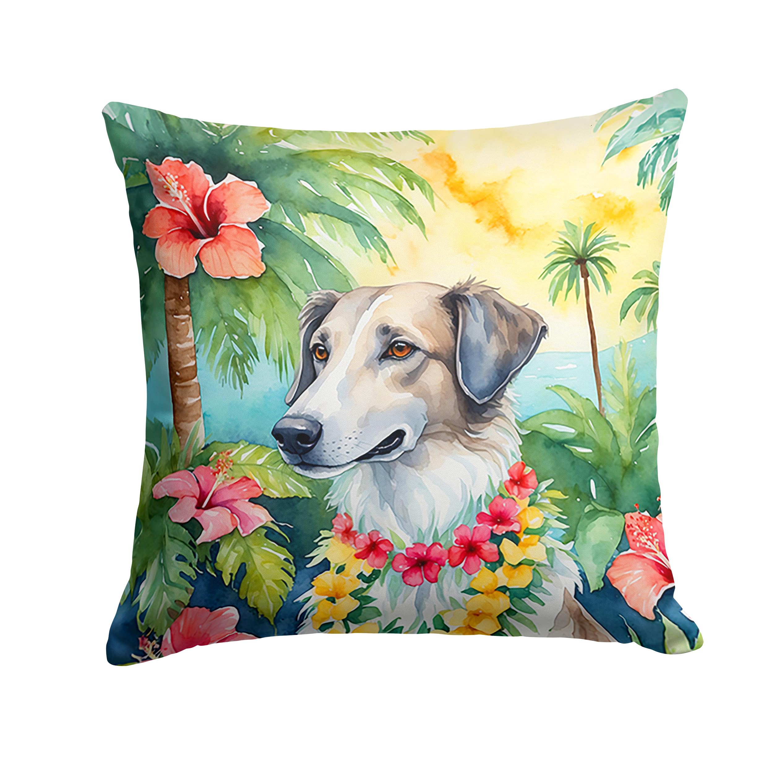Borzoi Luau Throw Pillow
