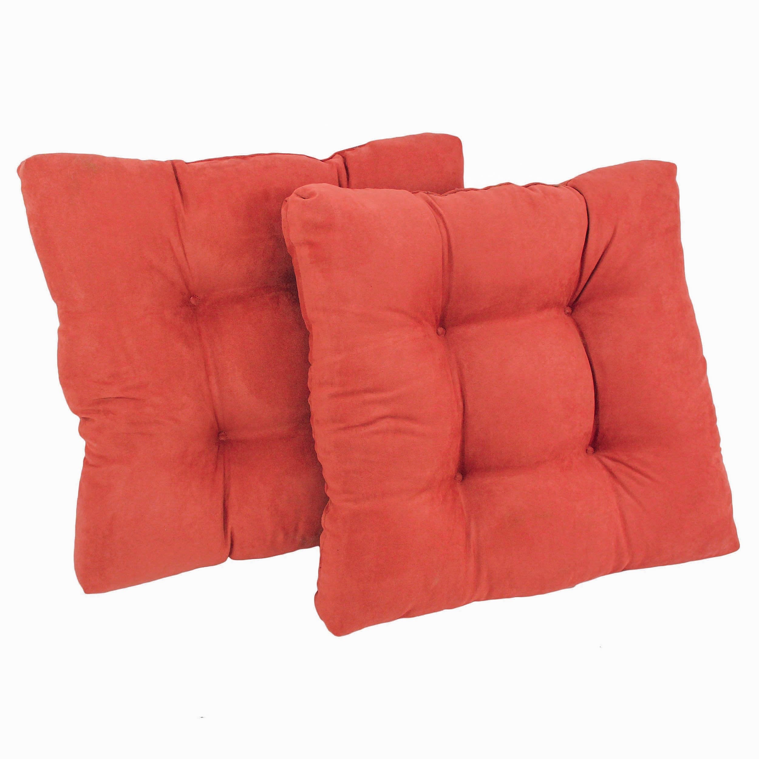 19-inch Squared Microsuede Tufted Dining Chair Cushion (Set of Two) - Cardinal Red