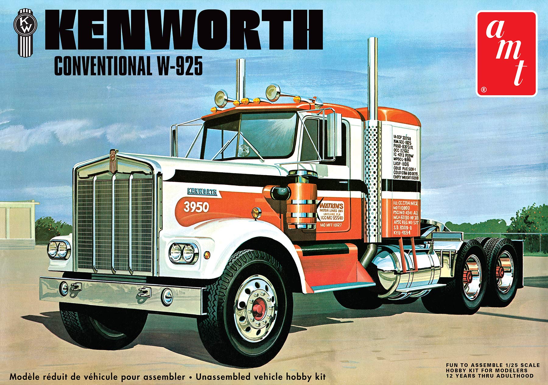 Amt Kenworth W925 Conventional 1:25 Scale Model Kit