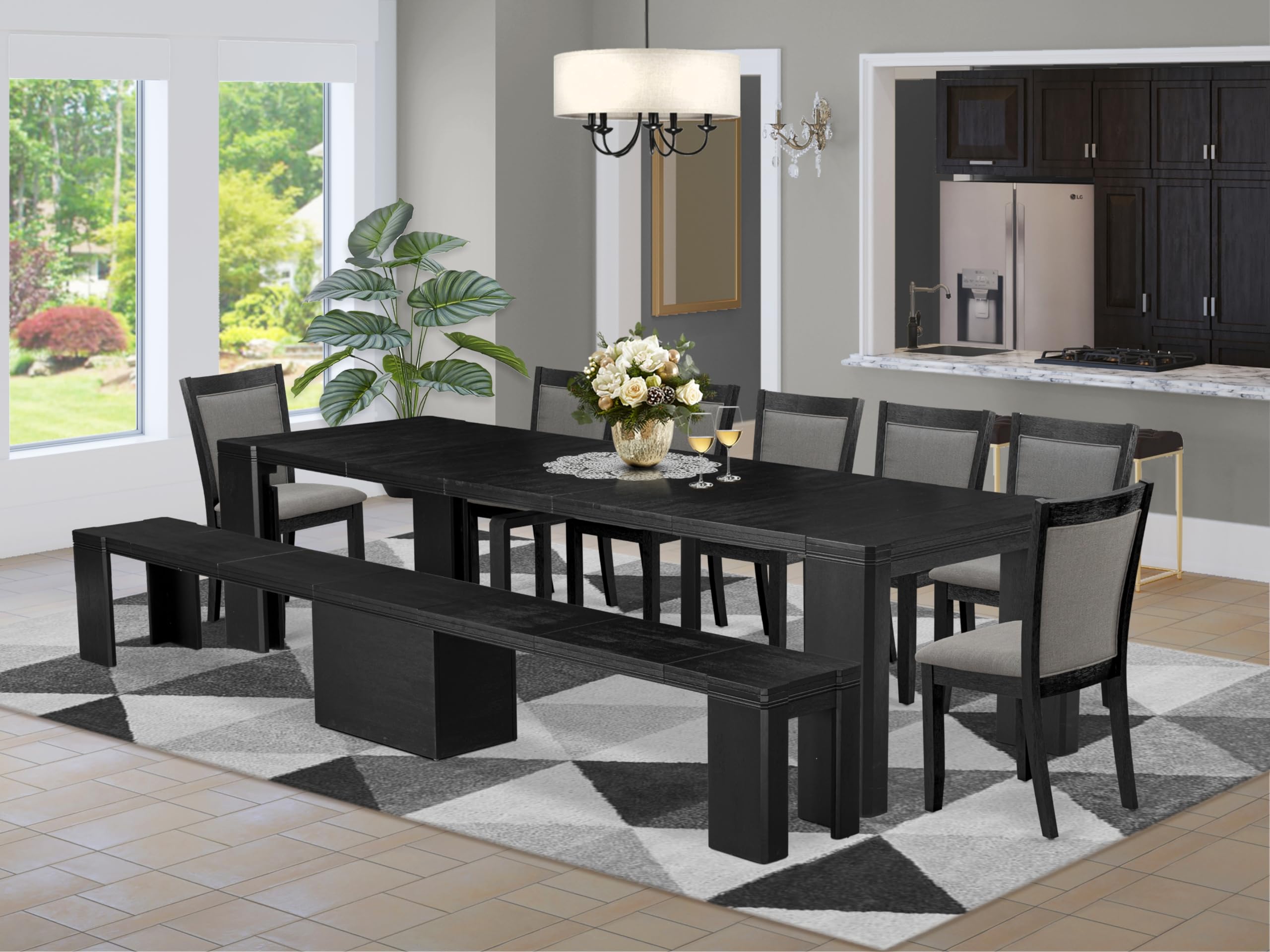 9-piece Dining Room Table Set a Rectangular Dining Table